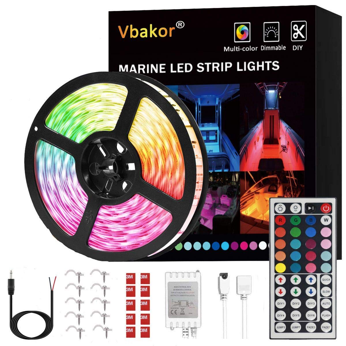 16.4FT Waterproof LED Boat Lights - Multi-Color Marine Deck Lighting for Pontoon & Fishing Boats at Night