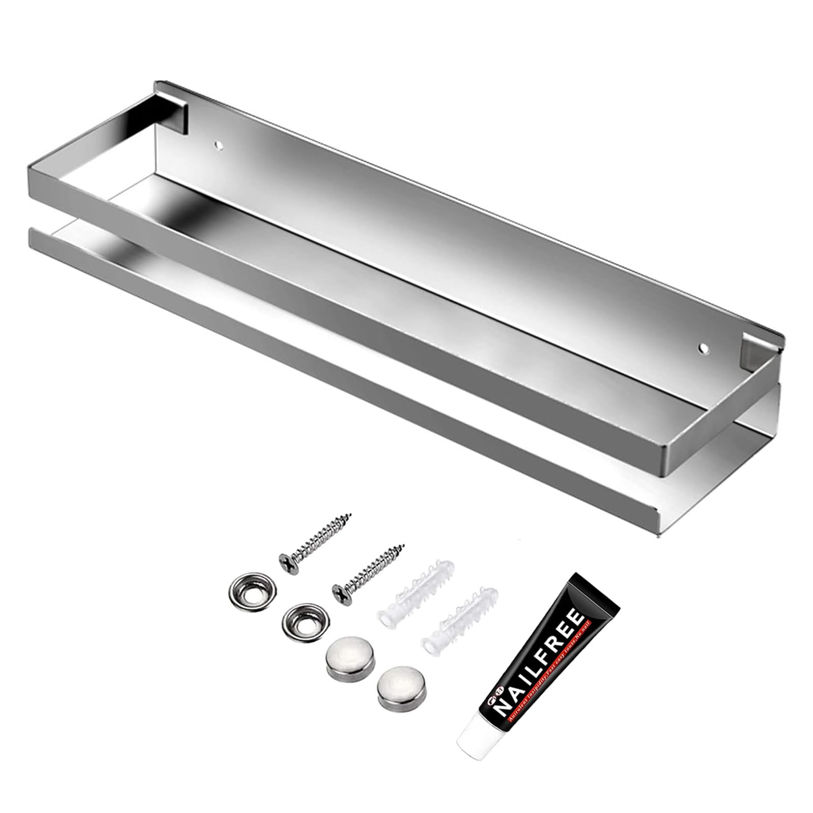 Stainless Steel Wall Mounted Spice Rack - 20CM Brushed Steel Kitchen Organizer Shelf for Hanging Spice Storage | Perfect for Small Kitchens, Pantries & RV Cooking Spaces