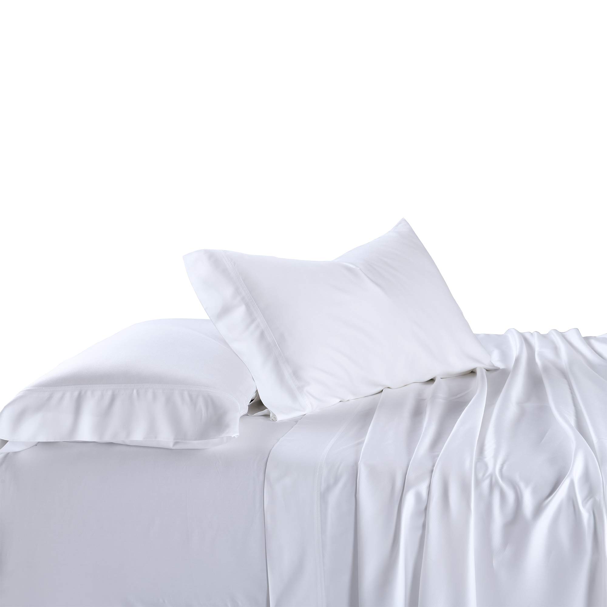 Royal Tradition Bamboo-Cotton Blend King Size Sheet Set - Breathable, Durable Deep Pocket Bed Sheets in Solid White for Luxury Hotel-Style Comfort at Home