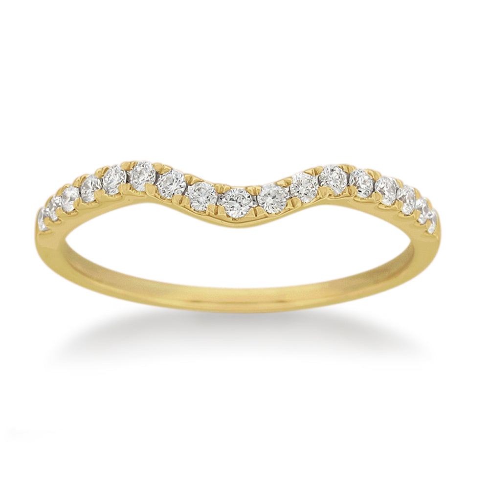 18ct Yellow Gold 'Carina' Contour Ring with 0.2 Carats Diamonds - Elegant Wedding Band, Anniversary Gift & Everyday Luxury Jewelry for Women