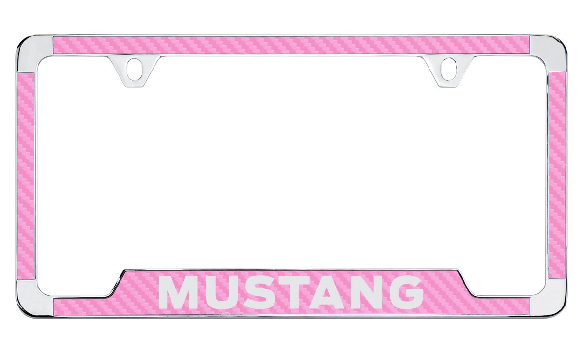 Ford Mustang Simulated Carbon Fiber License Plate Frame Holder - Pink - Durable & Stylish Car Accessory for Mustang Owners - Perfect for Customization & Car Shows