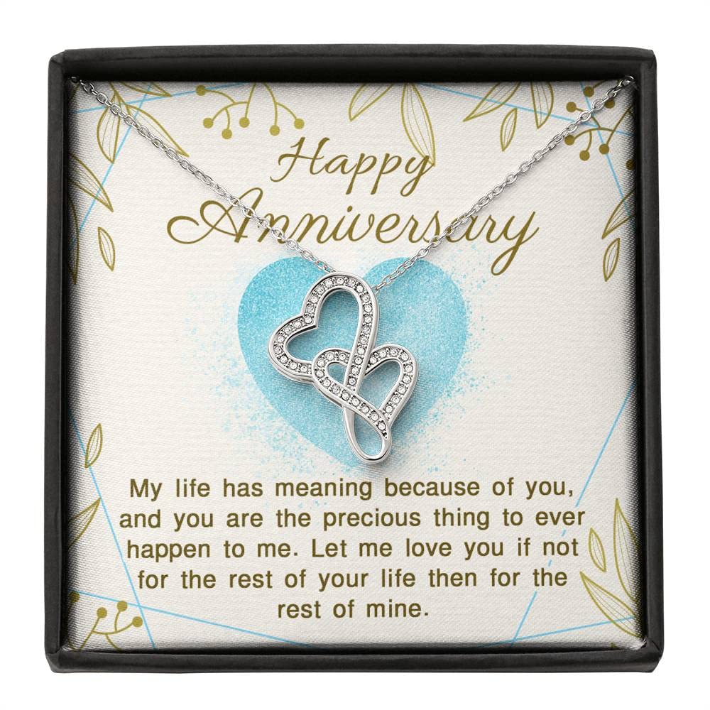 Personalized Double Heart Love Knot Necklace - Diamond Charm Pendant with Gift Box for Anniversary, Wedding & Valentine's Day - Romantic Jewelry Gift for Her