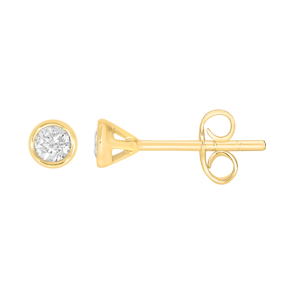 9ct Yellow Gold 1/6 Carat Diamond Stud Earrings for Women - Elegant Round Cut Diamond Earrings for Everyday Wear, Anniversary & Wedding Gifts