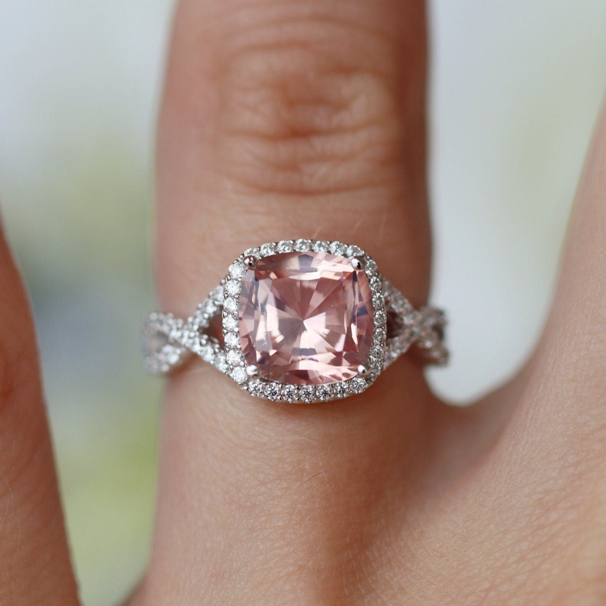 Flair Morganite Ring in Sterling Silver - Elegant Rose Gold Plated Jewelry for Women, Perfect for Engagement, Wedding & Anniversary Gifts