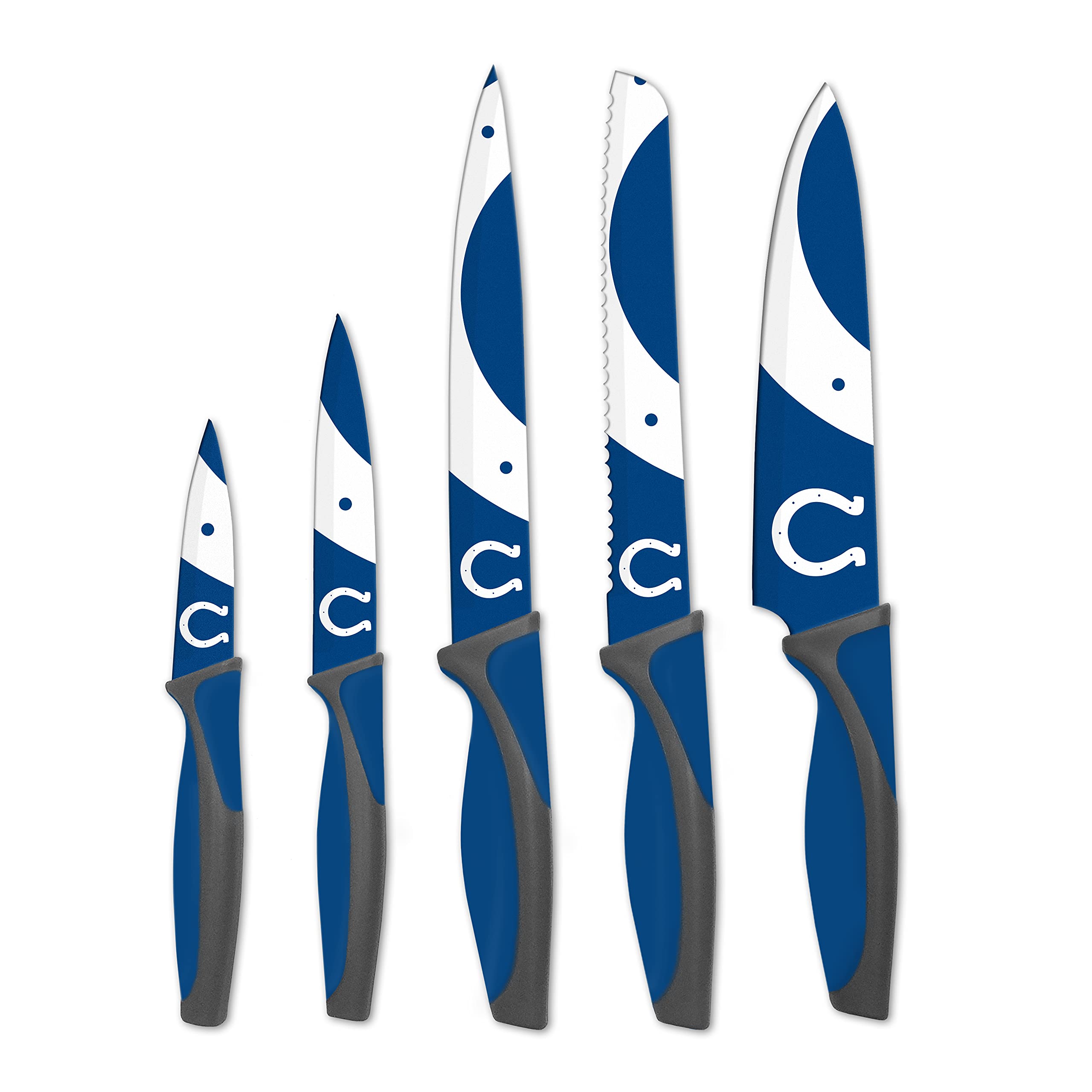 Premium NFL Indianapolis Colts Themed Kitchen Knife Set - Stainless Steel Chef Knives with Wooden Handle - Perfect for Game Day Cooking, Tailgating & Football Fan Gifts
