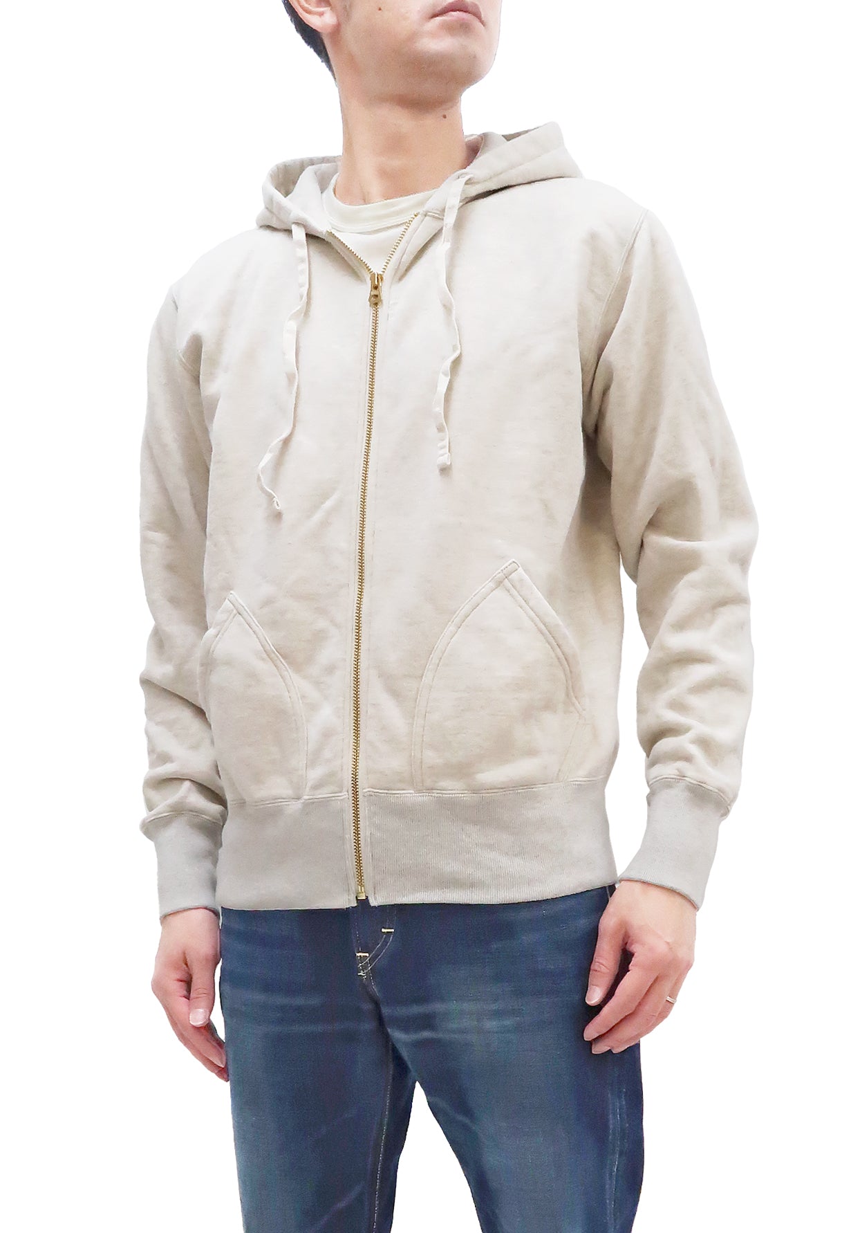 Studio D'artisan Men's Plain Zip-Up Hooded Sweatshirt - Solid Oatmeal Color 8087M | Casual Wear, Street Style & Layering Essential