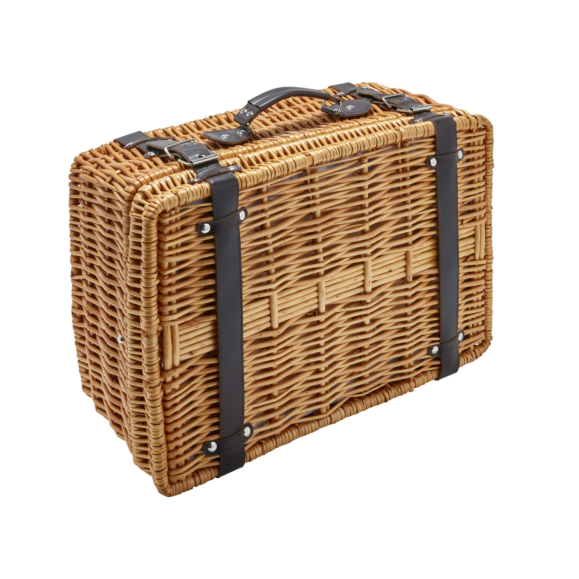 Hoan 5249894 Picnic Basket Set with Utensils & Dinnerware for 4 People - Portable Outdoor Dining Kit for Camping, Beach, Park & Family Gatherings
