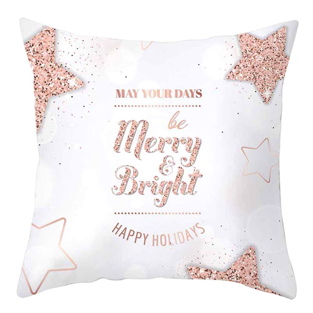 Christmas Decorative Pillow Covers - Pink Gold & Rose Gold Throw Cushion Covers for Home, Wedding & Holiday Decor - Romantic Holiday Accent Pillow (1 Piece) - Perfect for Sofa, Bedroom & Christmas Party Decorations