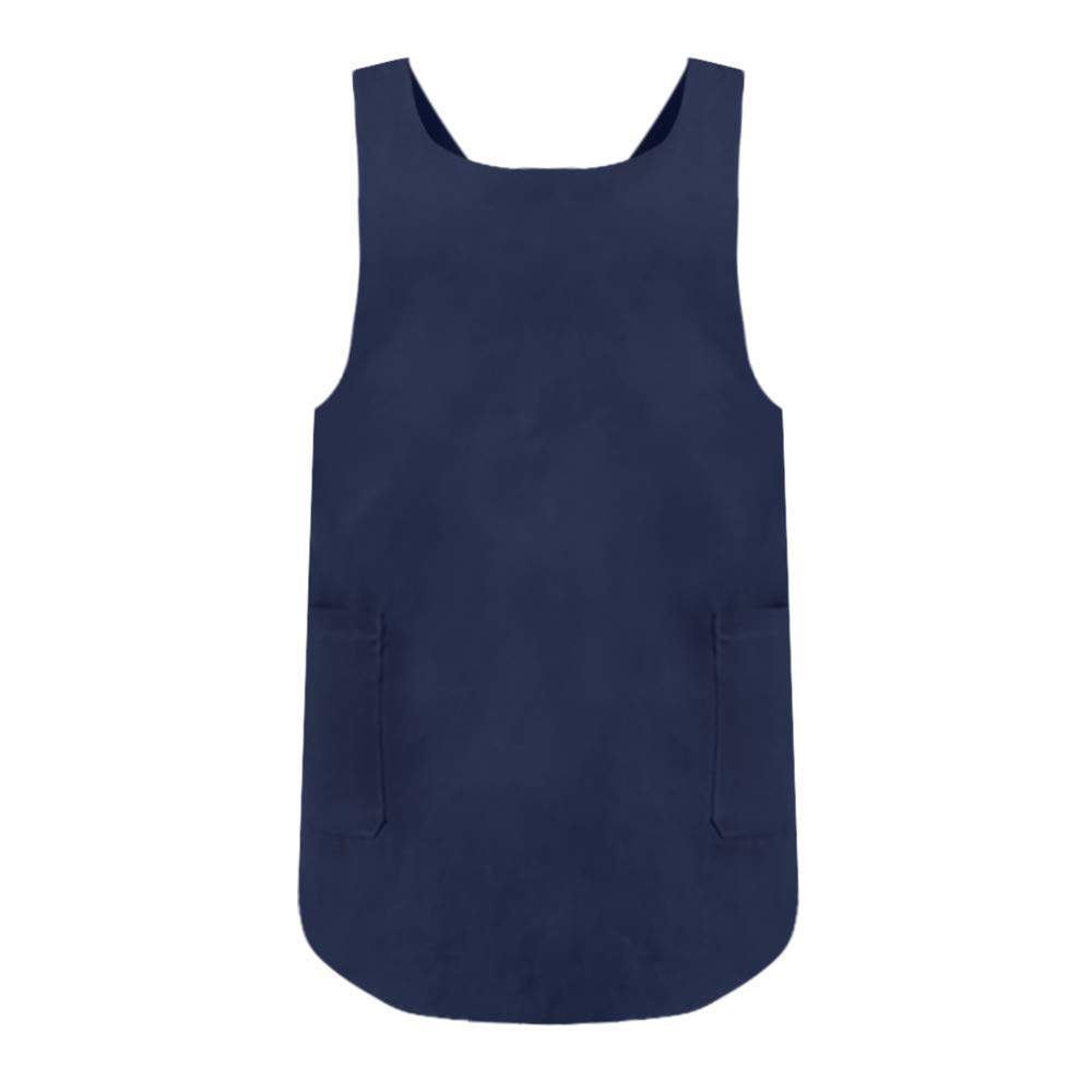 TEEGUI Japanese Style Cotton Women's Apron - Cross Back Kitchen Wrap, Linen Pinafore for Housework, Dining & Bar, Navy Vinyl (One Size) - Perfect for Cooking, Baking & Serving