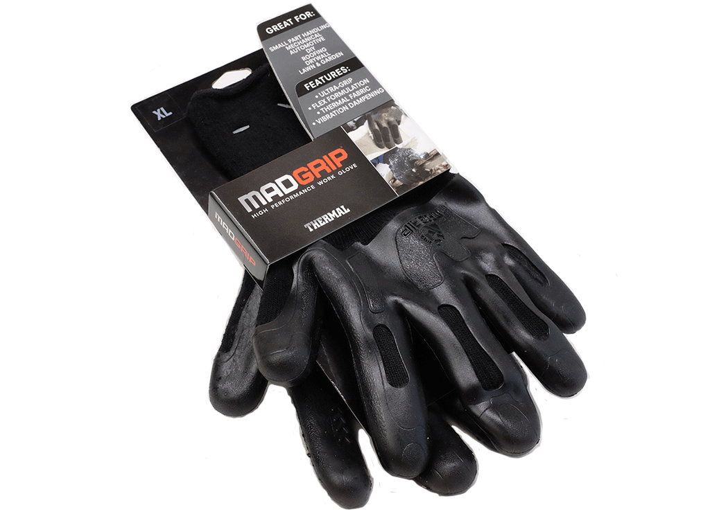 MadGrip High Performance Thermal Work Gloves for Men - XL Size, Black - Cold Weather Protection for Construction, Outdoor Jobs & Winter Activities