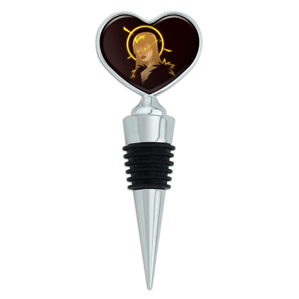 Dark Angel Woman Wine Bottle Stopper with Gold Halo Heart - Elegant Wine Accessory for Romantic Dinners, Gifts & Home Decor