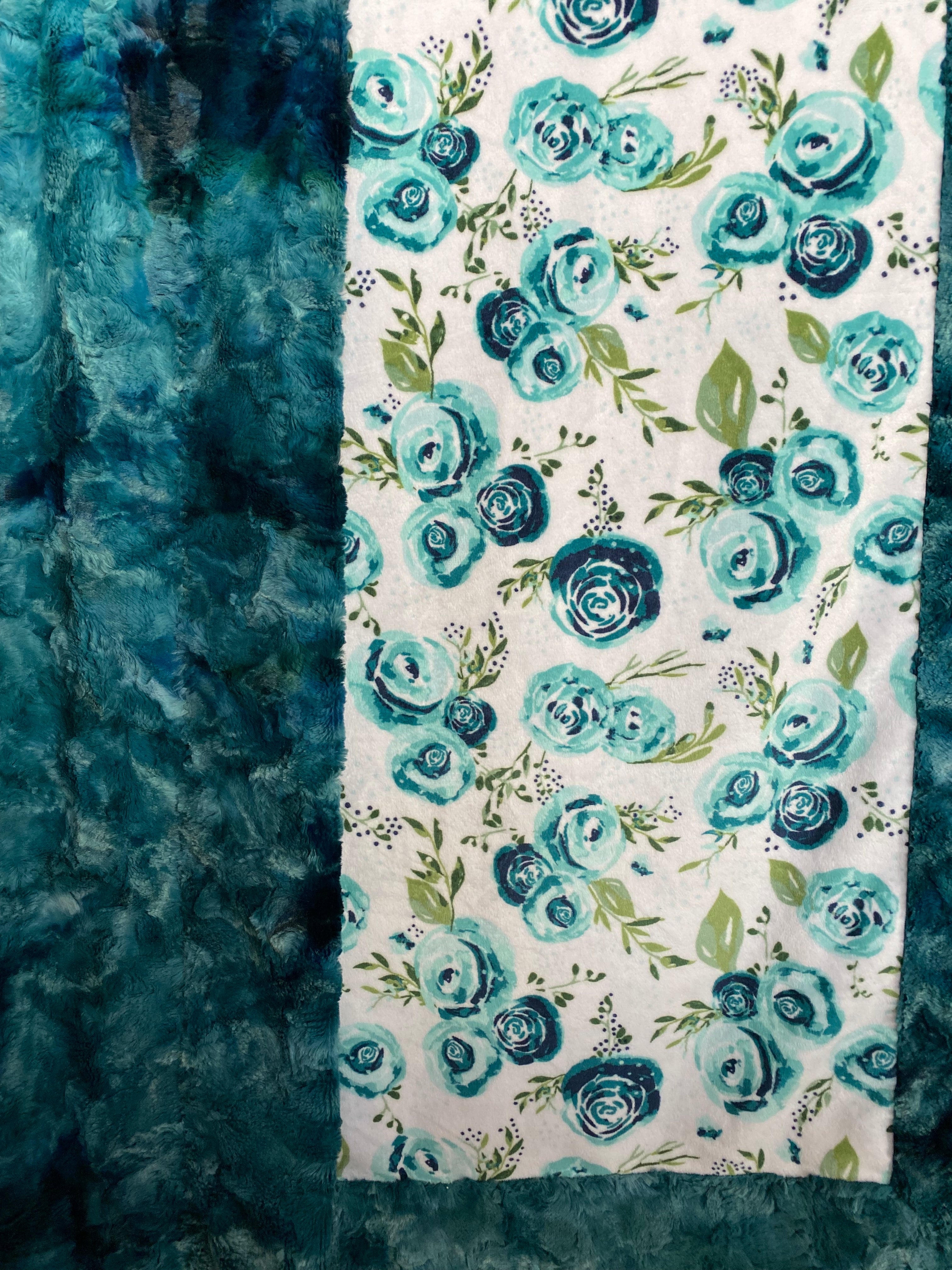 Rose Mallard Teal Galaxy Minky Blanket 59x63 - Soft Cozy Throw for Bed, Couch & Nursery - Perfect for Gifts, Home Decor & Baby Shower