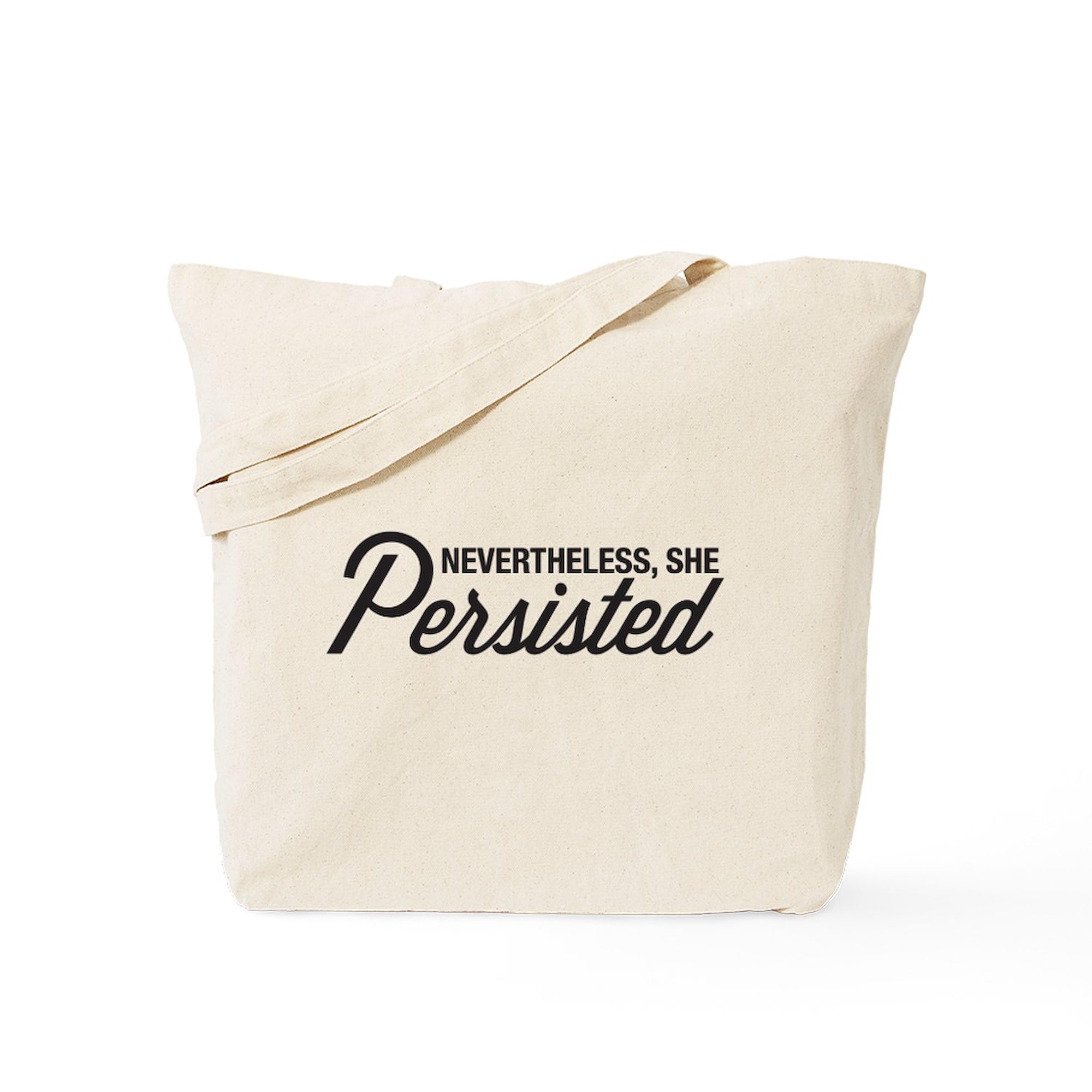 Nevertheless She Persisted Tote Bag - Natural Canvas Reusable Shopping Bag for Women - Eco-Friendly Grocery Tote for Work, Gym & Daily Errands