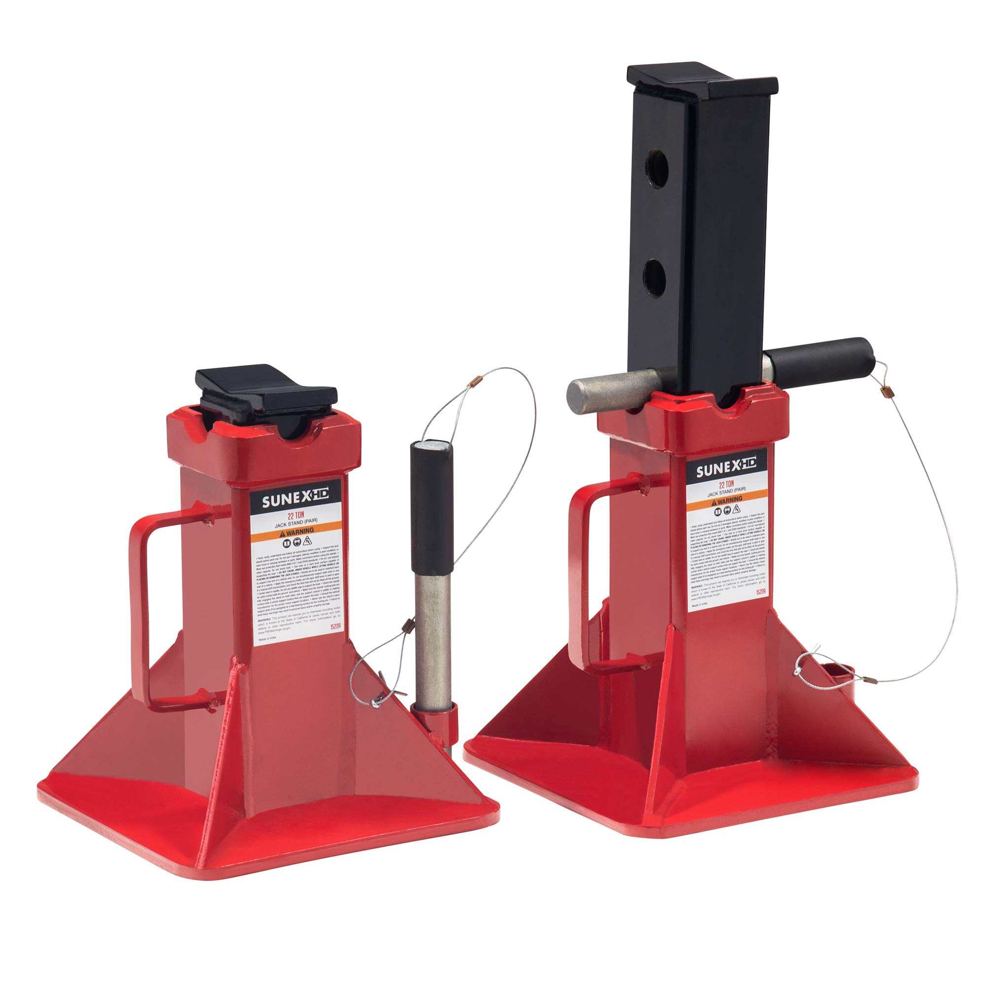 SUNEX TOOLS 1522A 22-Ton Heavy Duty Jack Stands Pair - Professional Automotive Lift Support for Trucks, SUVs & Vehicle Maintenance