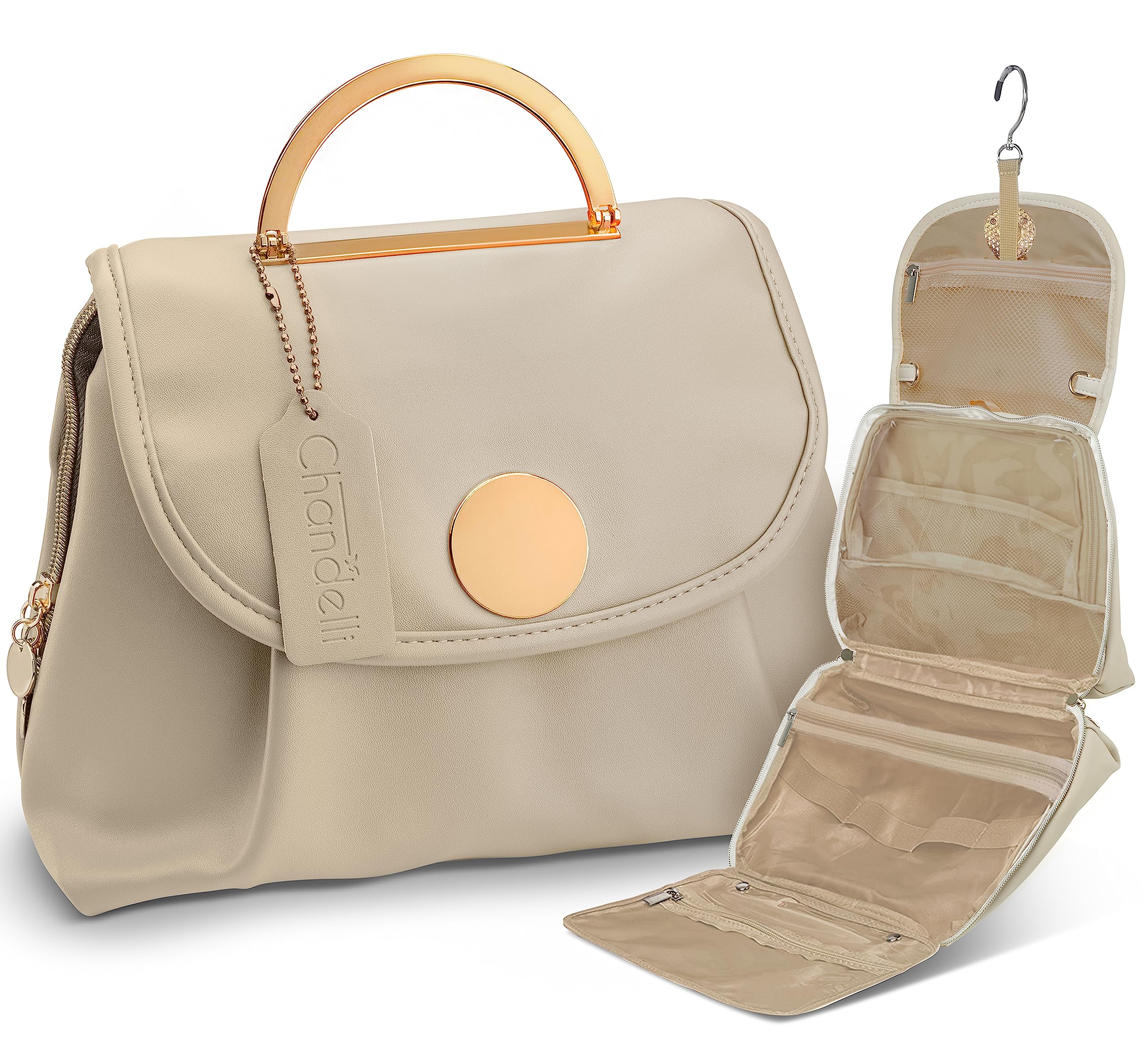 Chandelli Waterproof Travel Toiletry Bag for Women - Hanging Cosmetic Organizer with Multiple Pockets for Shampoo, Makeup & Essentials - Perfect for Vacation, Business Trips & Gifts