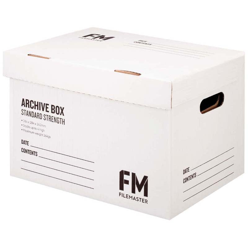 White Hinged Lid Archive Storage Box - Organize Documents, Photos & Keepsakes for Home or Office
