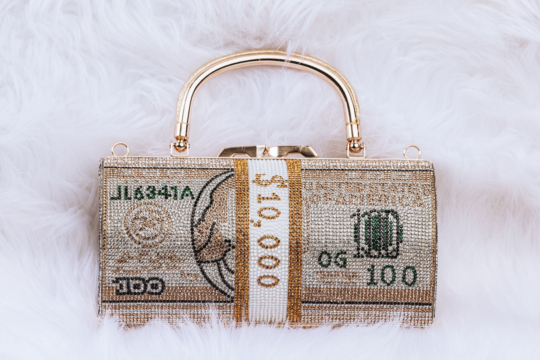 Sparkly Rhinestone Money Clutch Purse - Elegant Gold Evening Bag for Women | Perfect for Parties, Weddings & Special Occasions