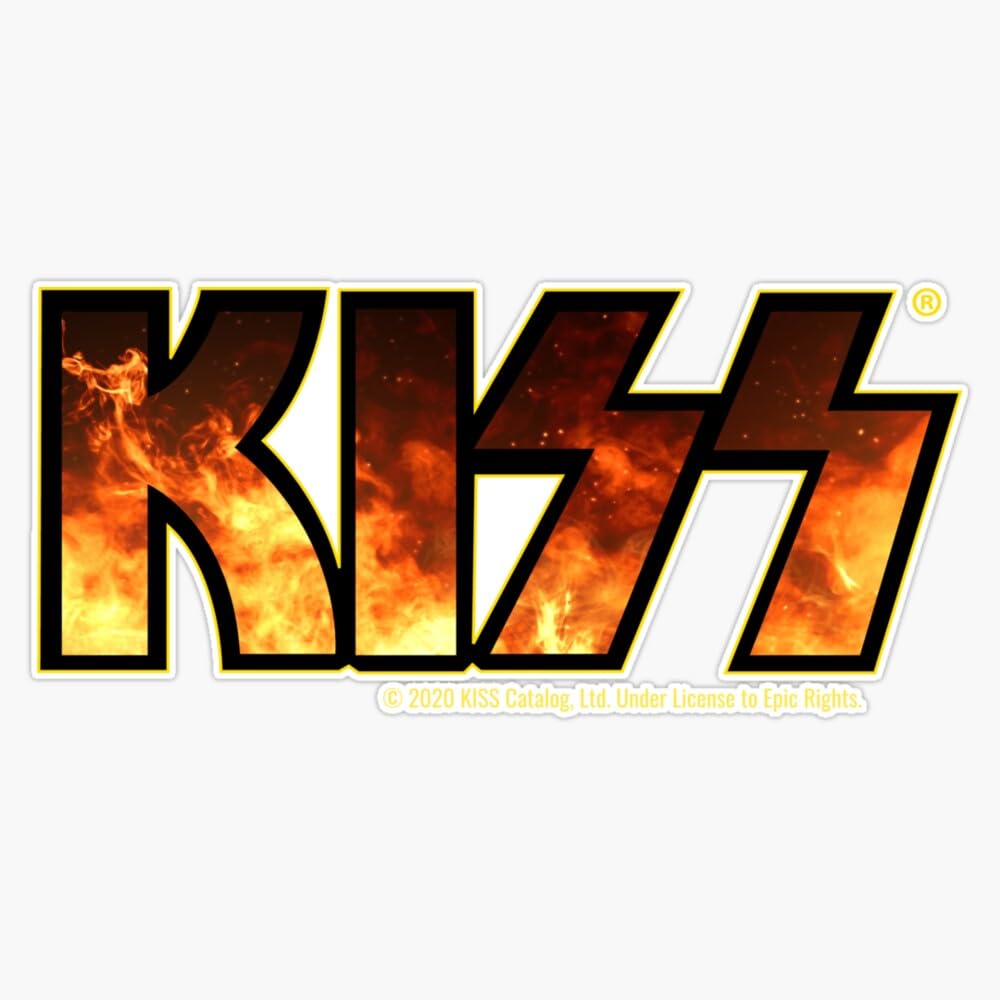 Kiss Band Flames Fire Logo Vinyl Sticker - 5 Inch Bumper Decal for Cars, Laptops, and DIY Projects | Rock Music Merchandise & Fan Gifts
