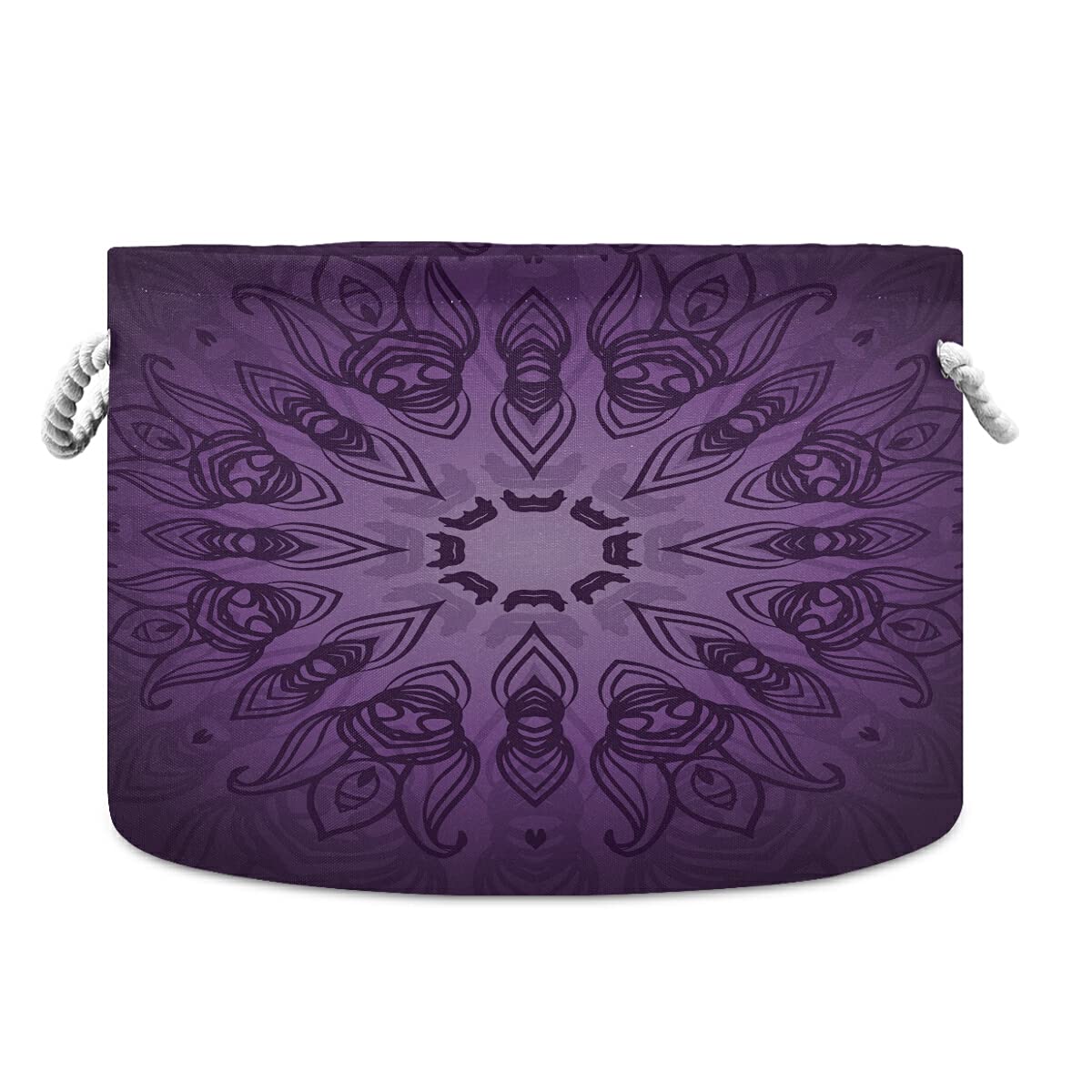 Xigua Large Storage Basket - Cotton Rope Laundry Hamper with Purple Mandala Design for Baby Blankets, Toys & Clothes Organization | Nursery, Bedroom & Bathroom Storage Solution