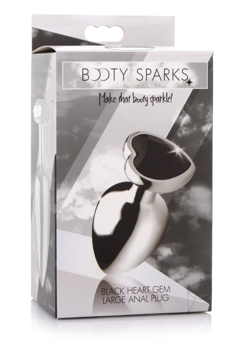Booty Sparks Gemstone Black Heart Anal Plug - Large Size, Black - Perfect for Sensual Play & Adult Pleasure