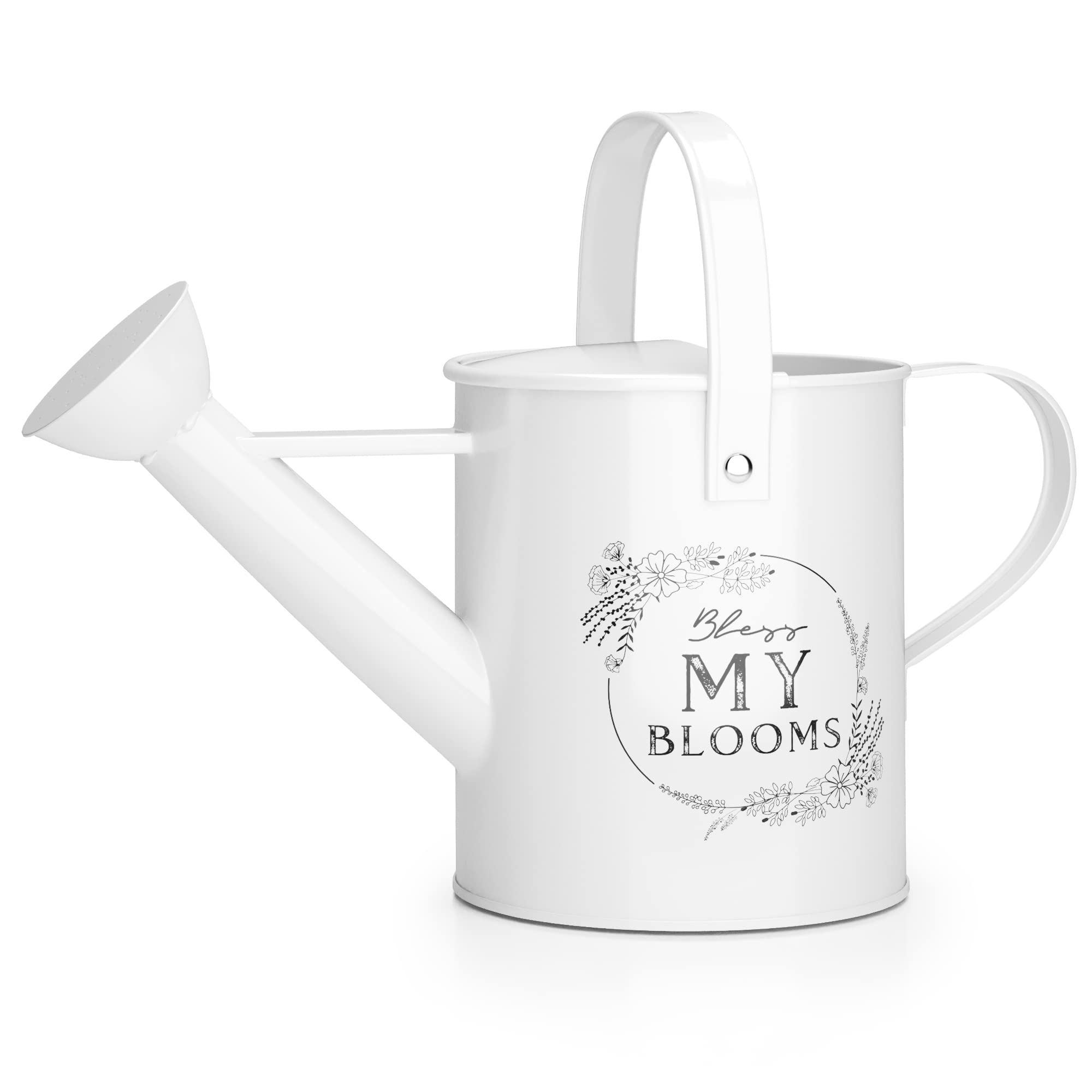 Galvanized Metal Small Watering Can 1.5L for Indoor & Outdoor Plants - Mini Watering Can for Succulents, Herbs, Flowers (11.5x5.5 Inches, White) - Perfect for Balcony Gardens, Window Sills & Houseplant Care