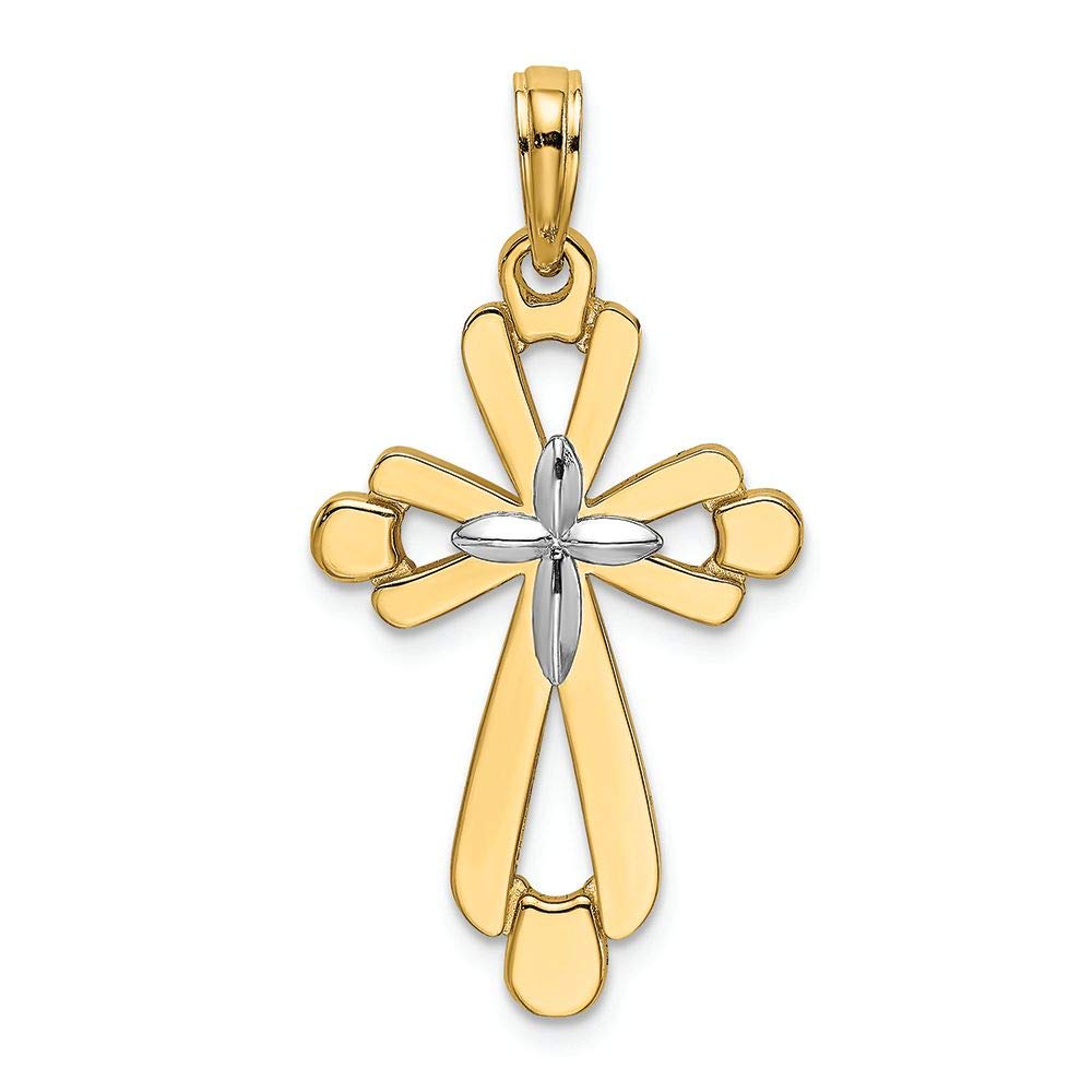 FJC Finejewelers 14K Two-Tone Gold Fancy Yellow Cross Pendant Charm - Elegant Jewelry Gift for Women, Perfect for Everyday Wear & Special Occasions