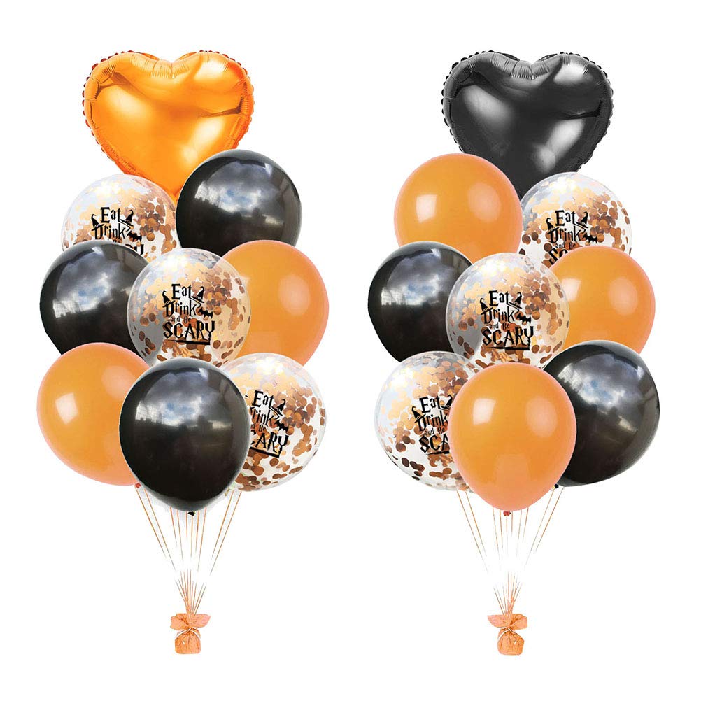 Bestoyard 18-Pack 18 Inch Halloween Balloons Set - Orange & Black Foil Confetti Balloons with Bat Design for Party Decorations | Halloween Party Supplies, Birthday Celebrations & Spooky Home Decor