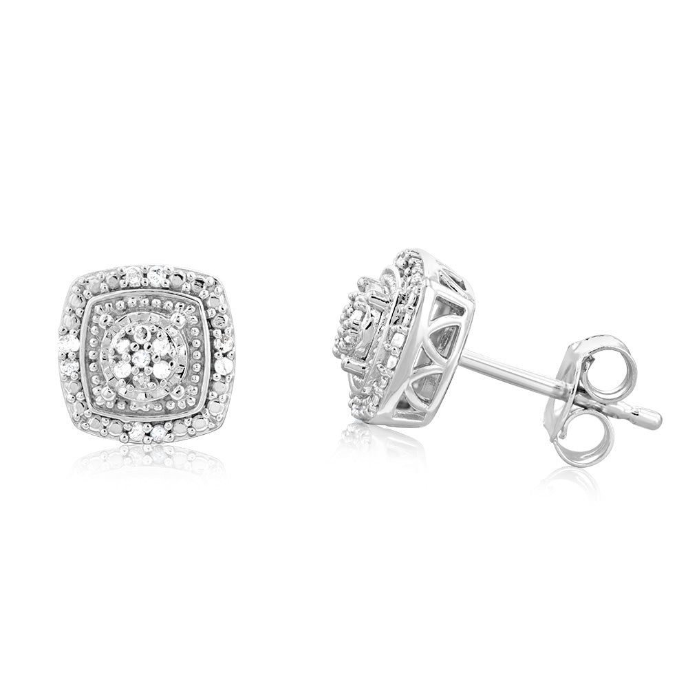 0.10 Carat Diamond Stud Earrings Set - 30 Brilliant Round Cut Diamonds in Sterling Silver 925 - Perfect for Everyday Wear, Anniversary Gifts & Special Occasions