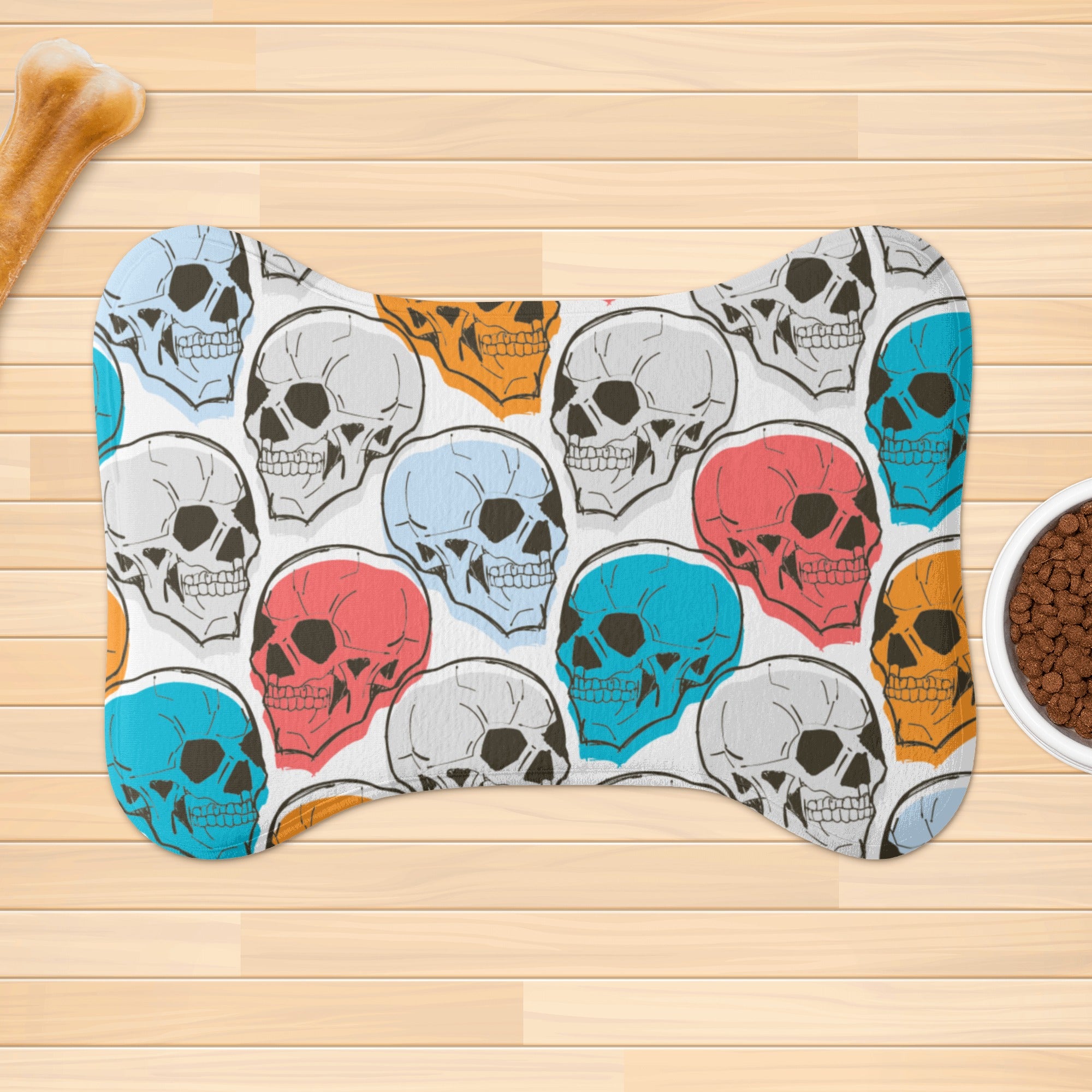 Vibrant Skull Print Large Dog Bed Mat - Soft & Durable Pet Cushion for Dogs & Cats - Perfect for Bedroom, Living Room, or Kennel