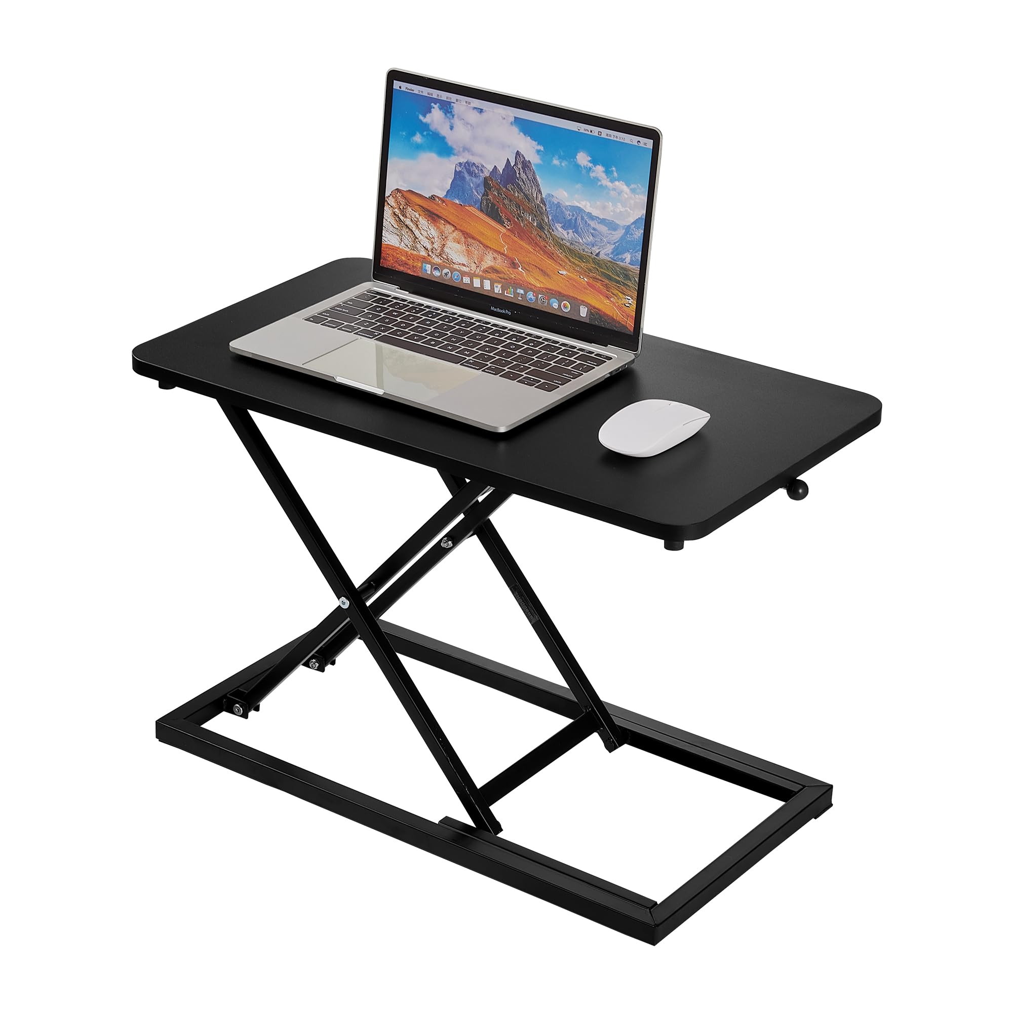 Adjustable Standing Desk Converter - Matte Black Tabletop Riser for Laptop & Single Monitor, Ergonomic Height-Adjustable Workstation for Home Office & Remote Work (Perfect for Zoom Meetings & Prolonged Computer Use)