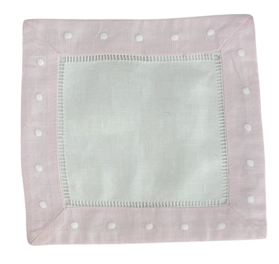 Elegant Pink Border Dots Cocktail Napkins - 100-Pack Premium Paper Drink Napkins for Parties, Weddings & Home Entertaining - Absorbent & Decorative Beverage Napkins for Cocktails, Wine & Coffee