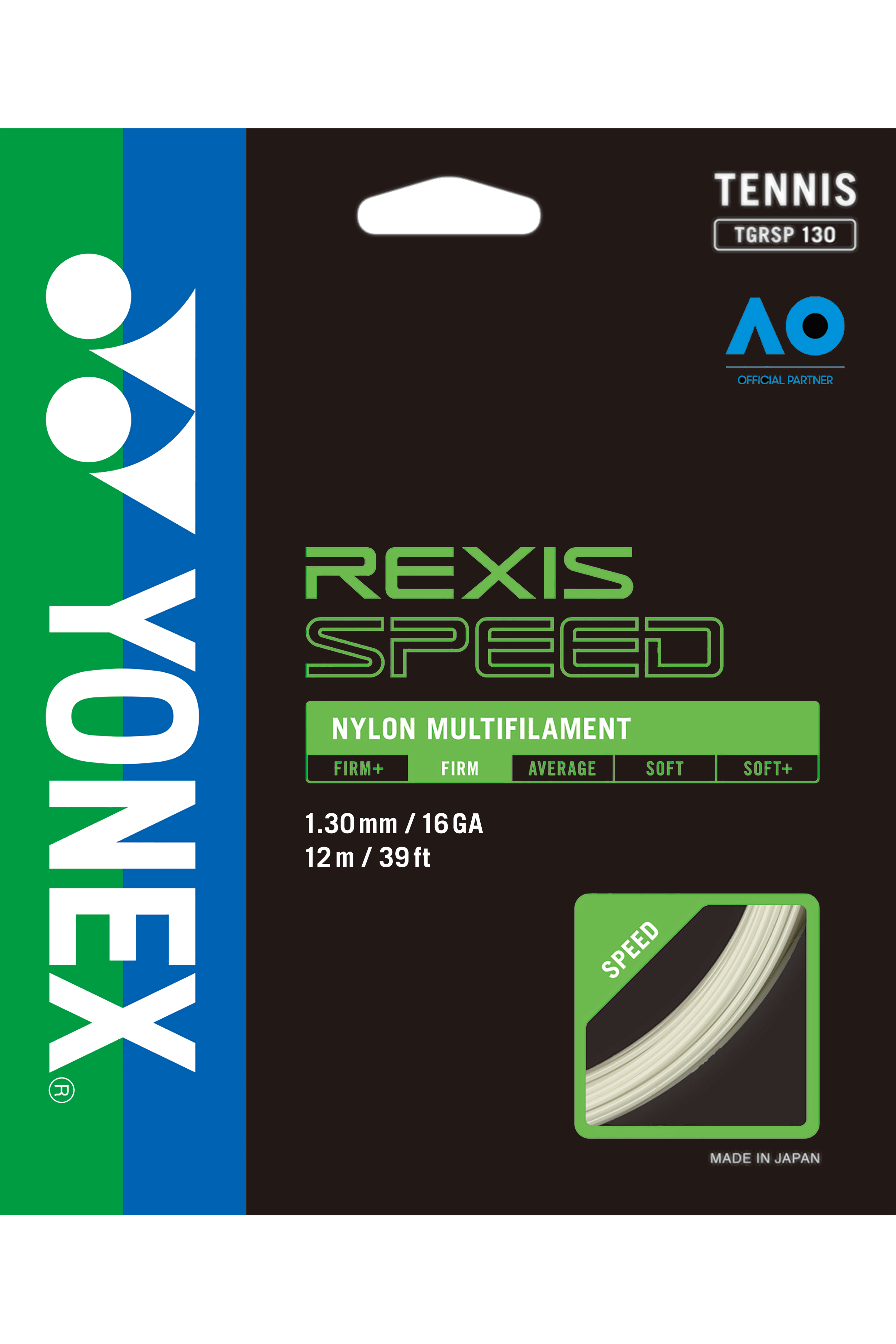Yonex Rexis Speed 130 Tennis Strings - High Performance Synthetic Gut String for Tennis Rackets (White) | Perfect for Competitive Play & Tournament Matches