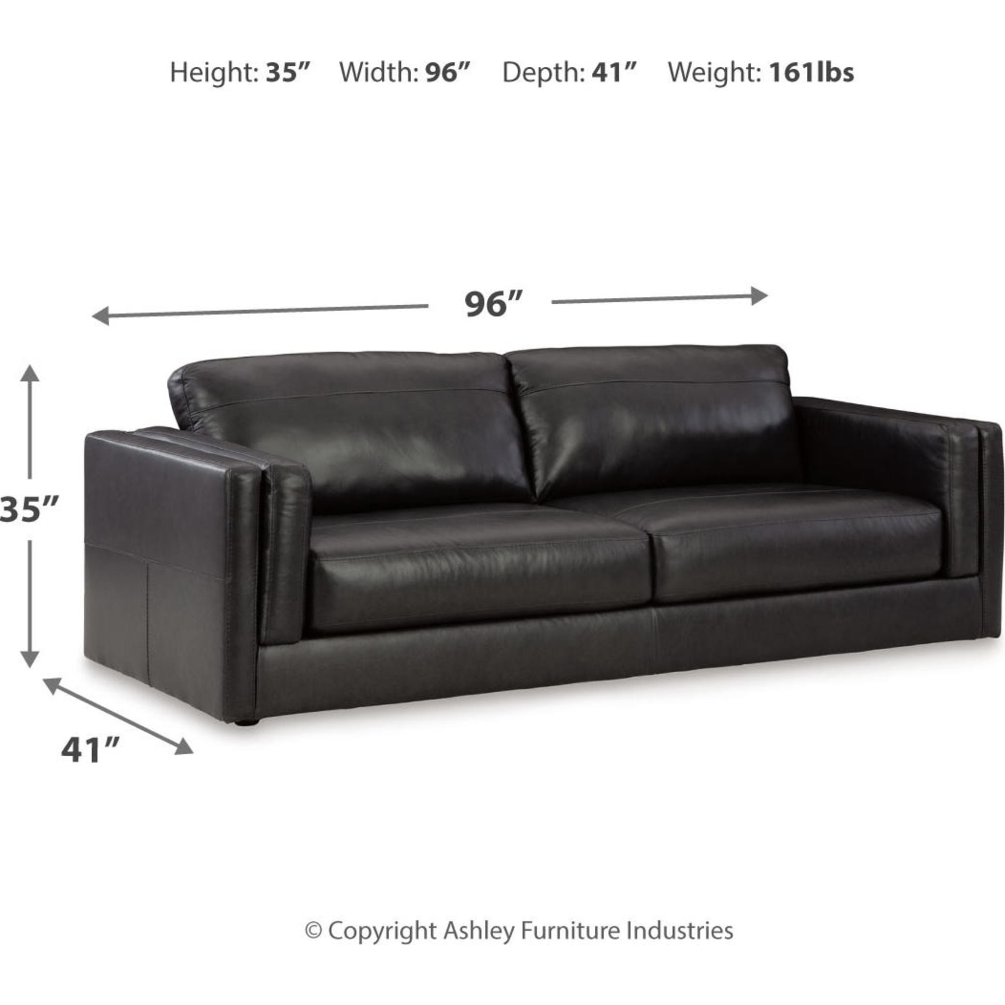 Amiata Modern Sofa in Onyx Black - Stylish and Comfortable Living Room Furniture for Home, Office, or Lounge