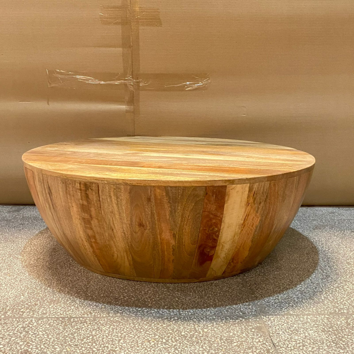Handmade Carved Indian Mango Wood Hemisphere Coffee Table - 35.4