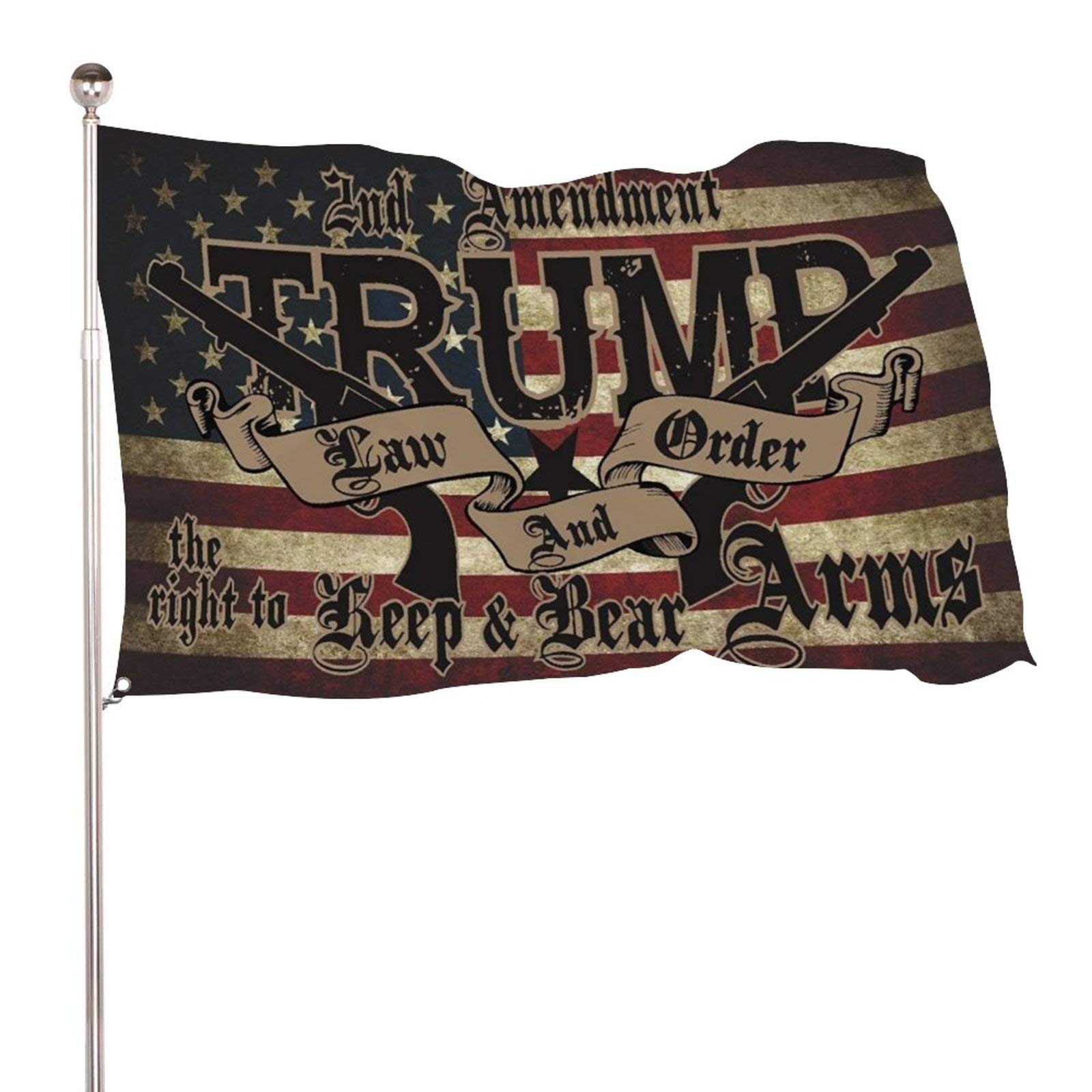 Trump 2nd Amendment Flag 3x5ft - Durable Outdoor Lawn Banner for Backyard Decor