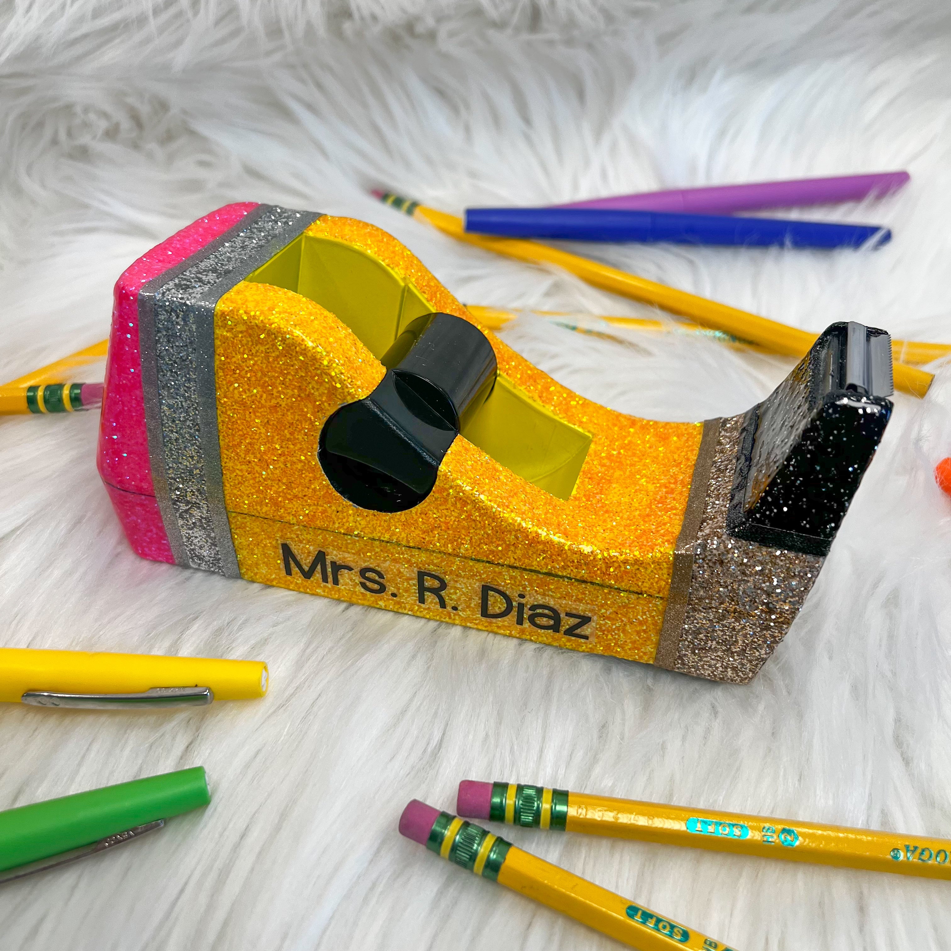 Custom Pencil Tape Dispenser - Adhesive Tape Holder for Office, School & Crafting - Perfect for Wrapping Gifts, Organizing Supplies & DIY Projects