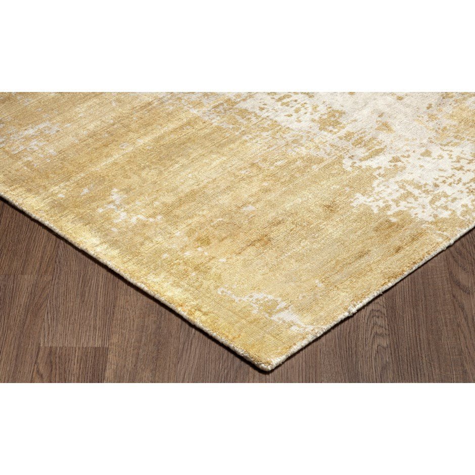 Allure Hand Loomed Viscose Gold Area Rug - Soft Bohemian Style Rug for Living Room, Bedroom & Nursery Decor