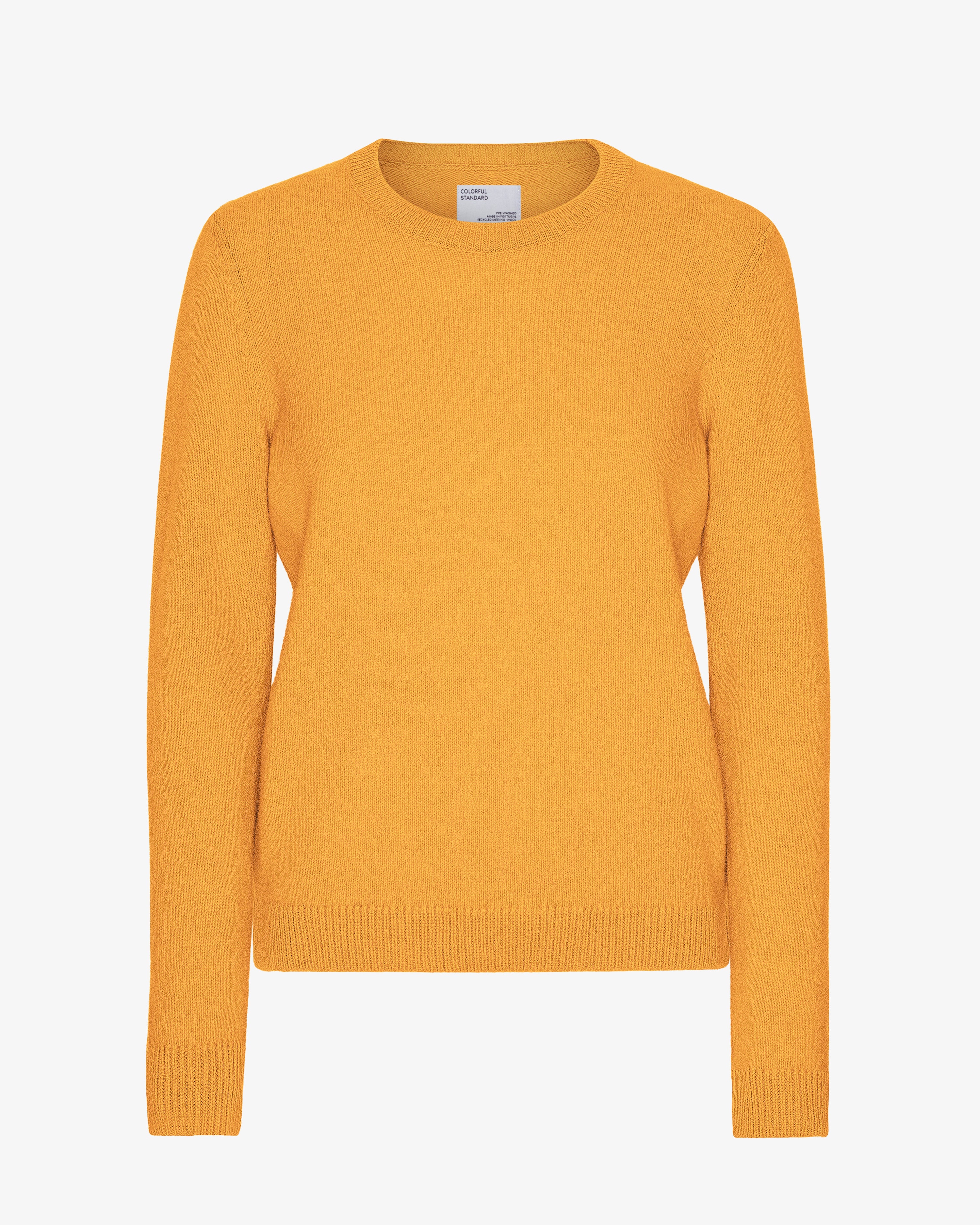 Women's Classic Merino Wool Crew Neck Sweater - Soft & Warm Burned Yellow Pullover for Fall & Winter | Cozy Casual Wear, Office Outfits, Holiday Layering