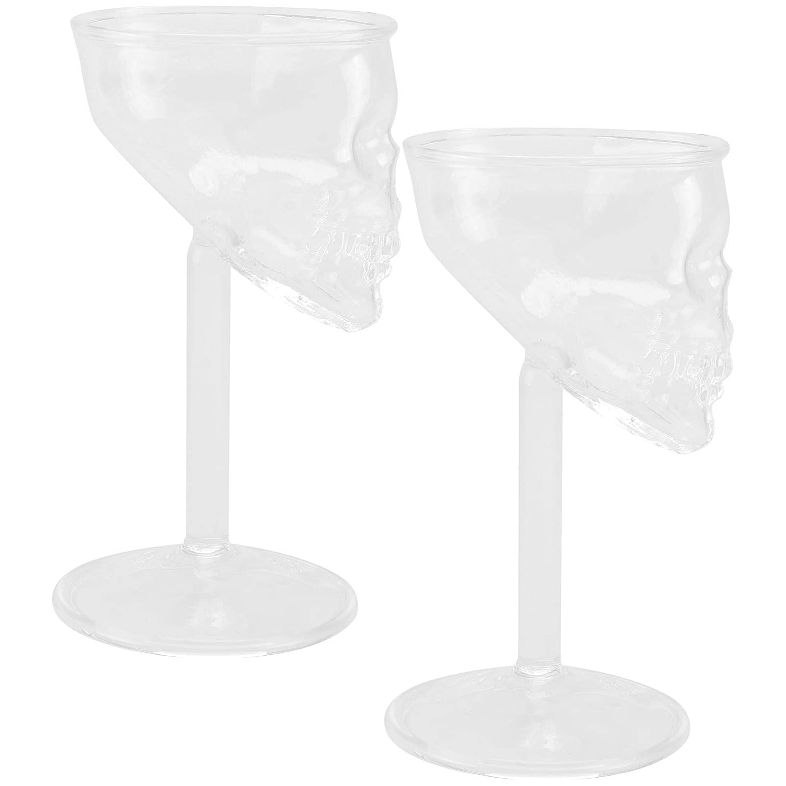 Healifty 2-Piece Skull Shaped Glass Cups - Creative Cocktail & Wine Glasses for Martini, Beverage - Perfect for Halloween Parties, Themed Bars, Gothic Restaurants & Home Decor