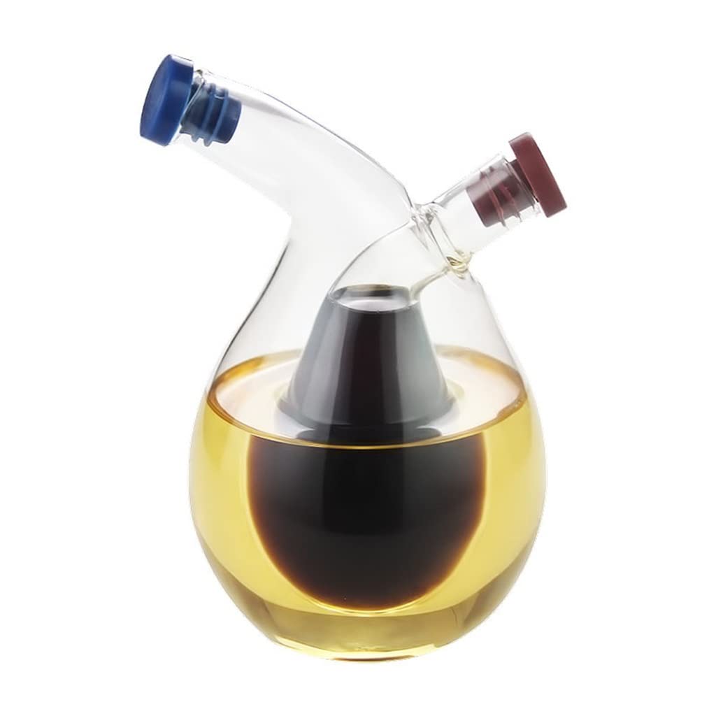 2-in-1 Double Layer Glass Bottle for Oil & Vinegar - 280ml Transparent Kitchen Storage Container with Leak-Proof Seal - Perfect for Salad Dressing, Cooking Oil, and Condiment Organization