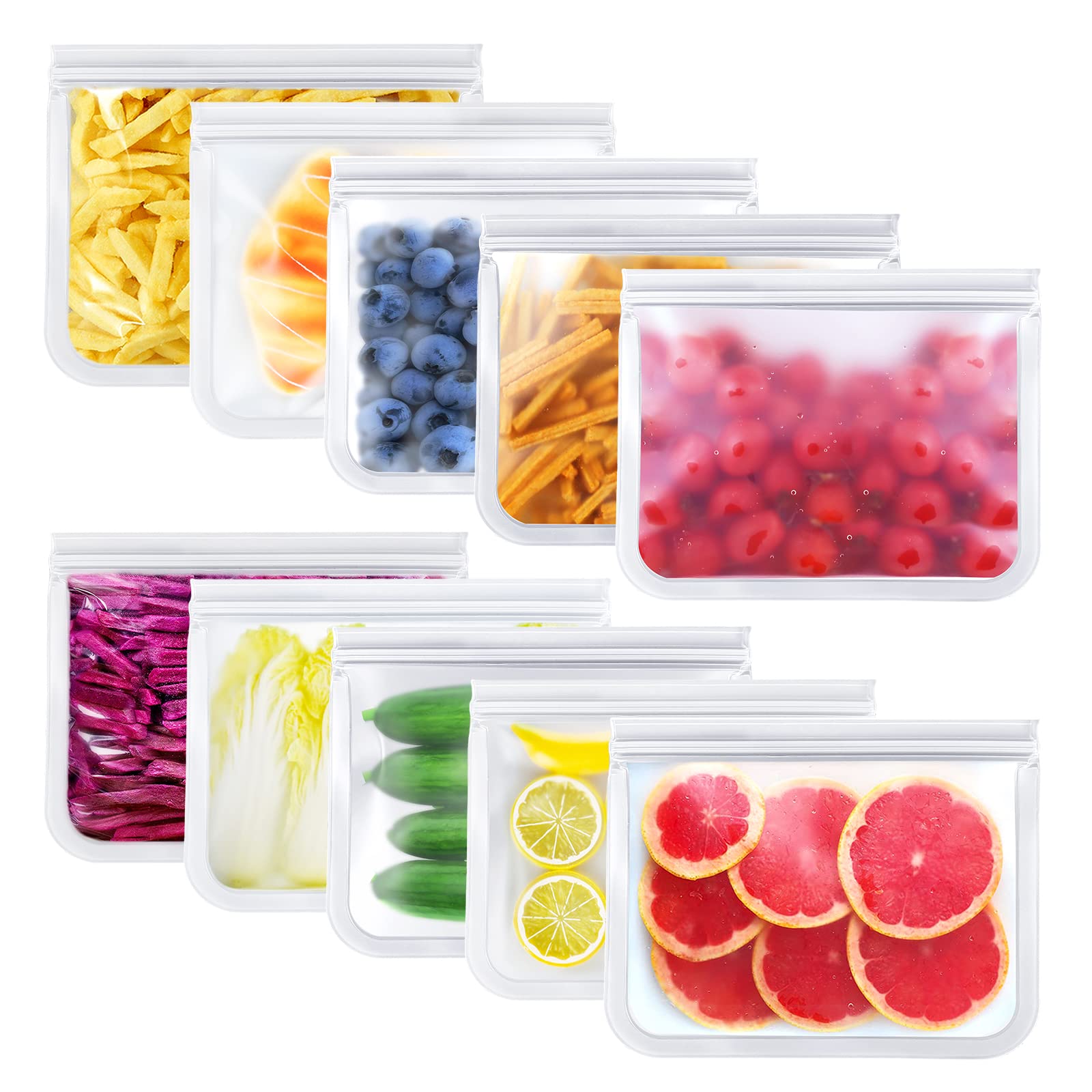 Eco-Friendly Reusable Sandwich Bags 10 Pack - BPA Free, Leakproof Freezer Bags for Food Storage | Perfect for Meal Prep, Travel, Home Organization & Marinating Meats