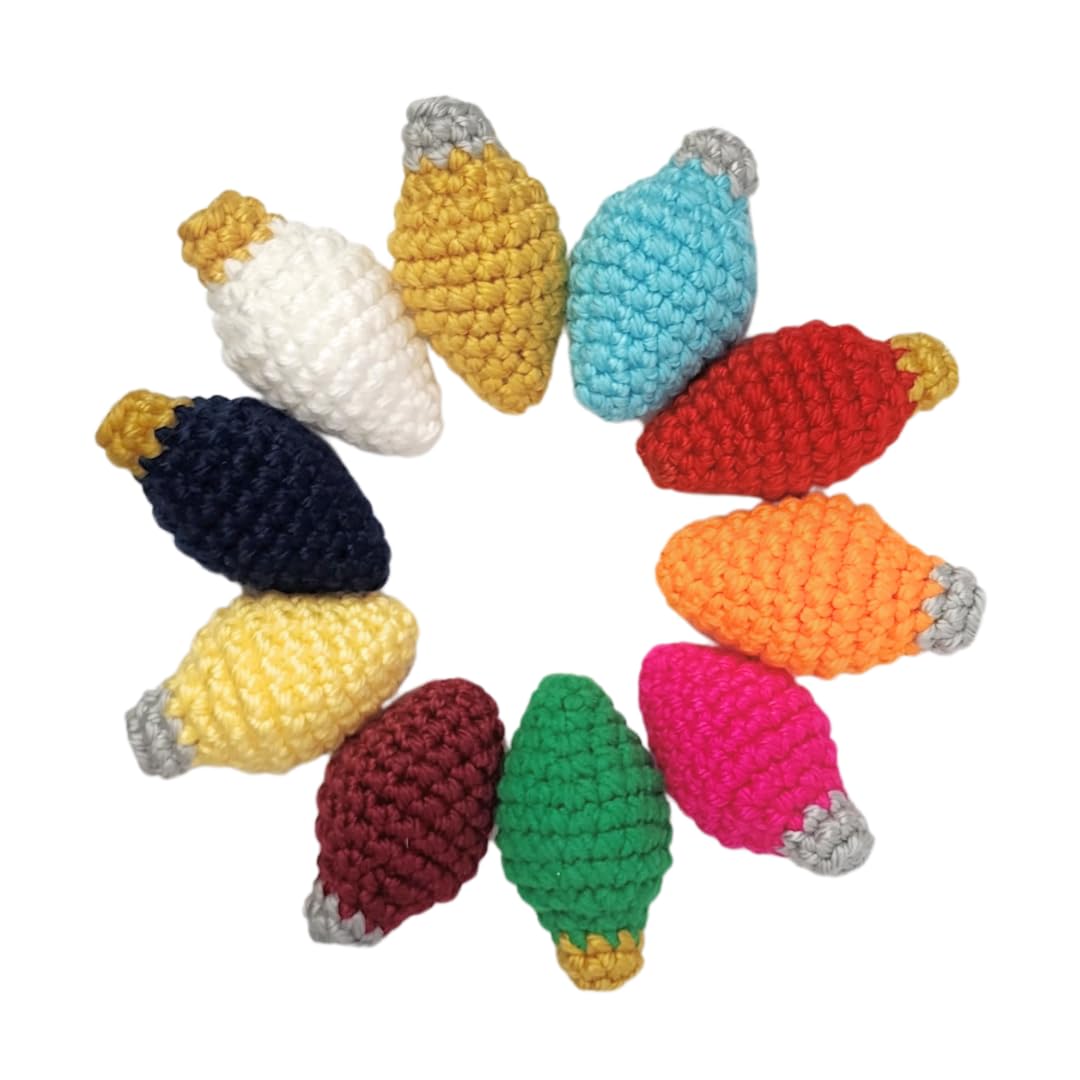 Christmas Bulb Cat Toys - 3-Pack Handmade Crocheted Catnip Toys with Catnip, Interactive Kicker Toys for Indoor Cats (4