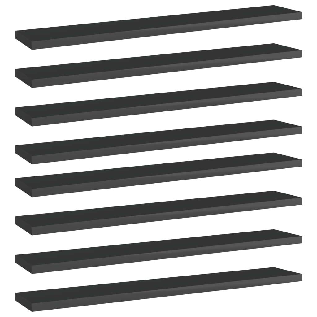 8-Piece High Gloss Black Bookshelf Replacement Panels - Floating Shelf Boards for Bookcase Storage & Display - Durable Organizer Shelves for Home Office, Living Room & Bedroom Decor (Accessories Not Included)