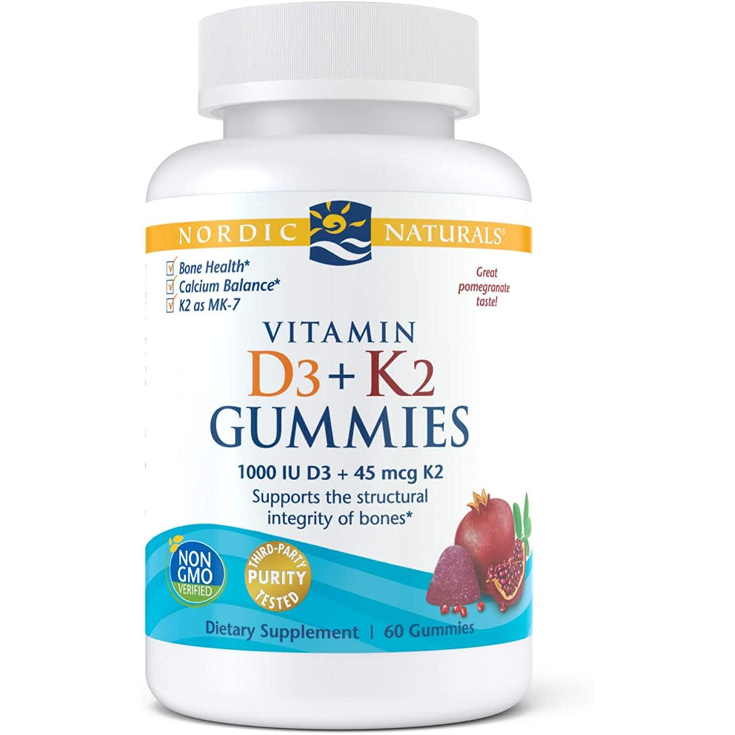 Nordic Naturals Vitamin D3 + K2 Gummies for Adults & Kids - Immune & Bone Support Supplement - Delicious Strawberry Flavor - Supports Healthy Teeth & Heart - Perfect for Daily Wellness Routine