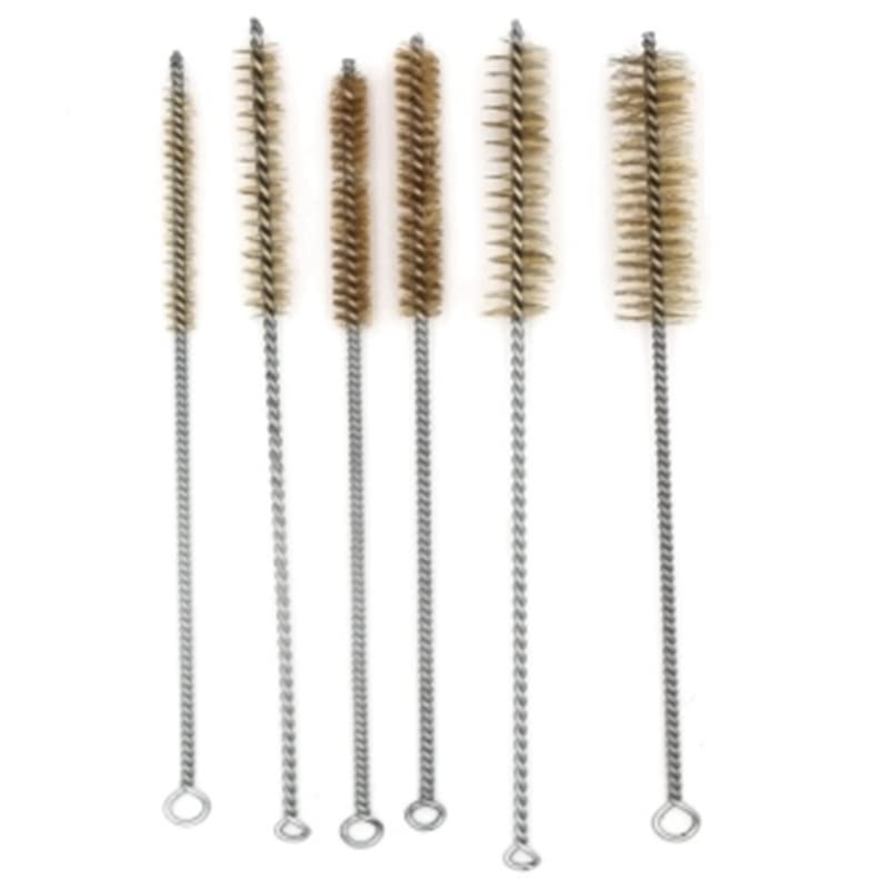 6-Piece Brass Tube Cleaning Brush Set - Stainless Steel Round Wire Brush for Pipes, Auto Parts, Bottles & Guns (6 Sizes) - Perfect for Plumbing, Automotive Maintenance & Home DIY Projects