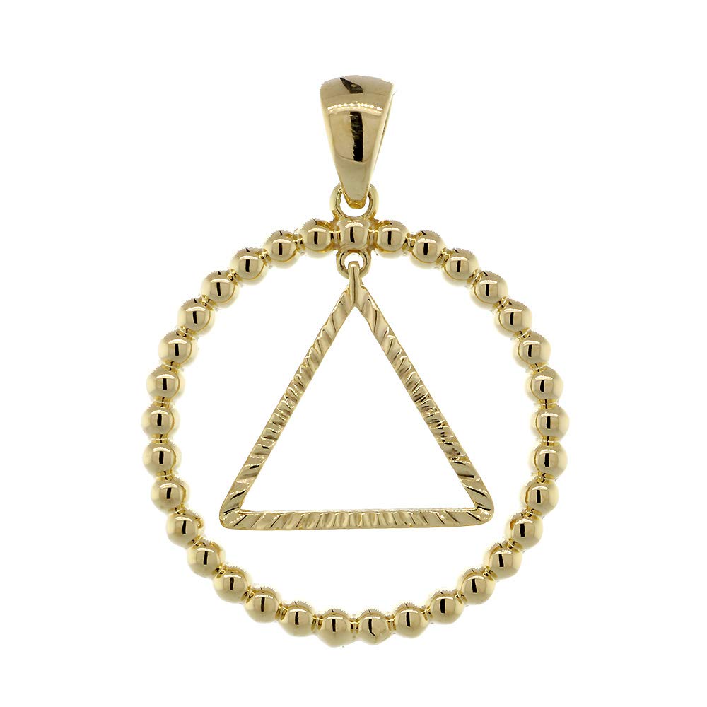 25mm AA Sobriety Charm Beaded Circle & Diamond Cut Movable Triangle Pendant - Recovery Jewelry for AA Meetings, Sobriety Gifts & Spiritual Healing Accessories
