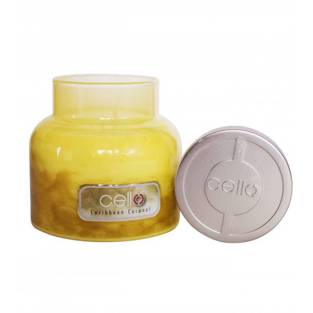 Premium Large Cello Jar Candle - Caribbean Coconut Scented Soy Wax Candle for Home, Spa & Relaxation | Aromatherapy, Gift, Bathroom & Bedroom Decor