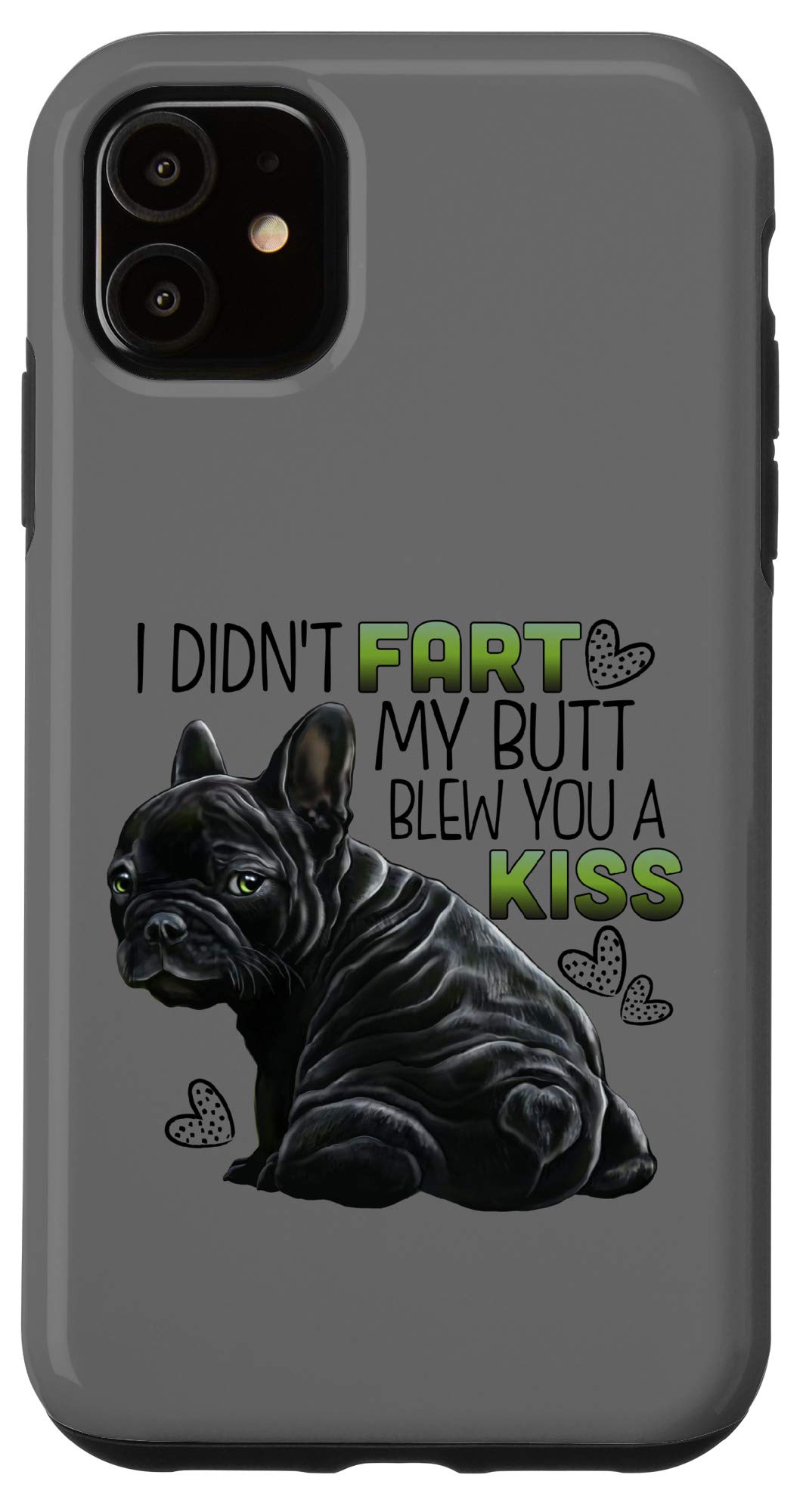 Funny French Bulldog iPhone 11 Case - Cute Puppy Design Protective Cover for iPhone 11 - Perfect Gift for Dog Lovers & Pet Owners (Black) - Great for Daily Use, Work, School & Travel