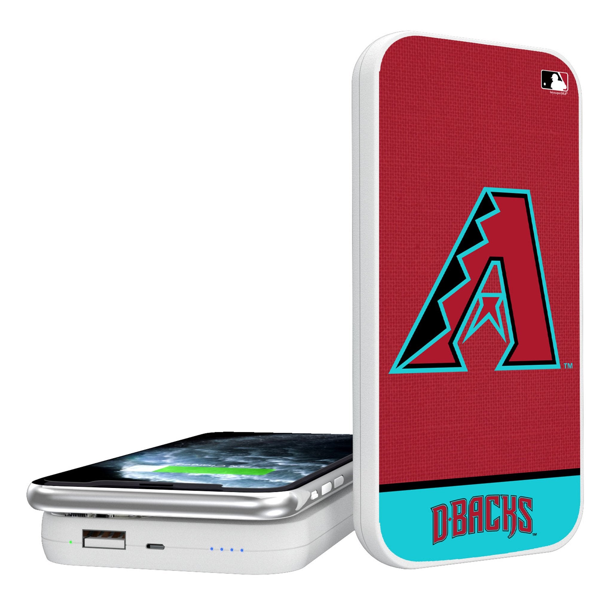 Arizona Diamondbacks Portable Wireless Charger 5000mAh - Fast Qi Charging Power Bank for iPhone, Android - Perfect for Travel, Office & Game Day Accessories