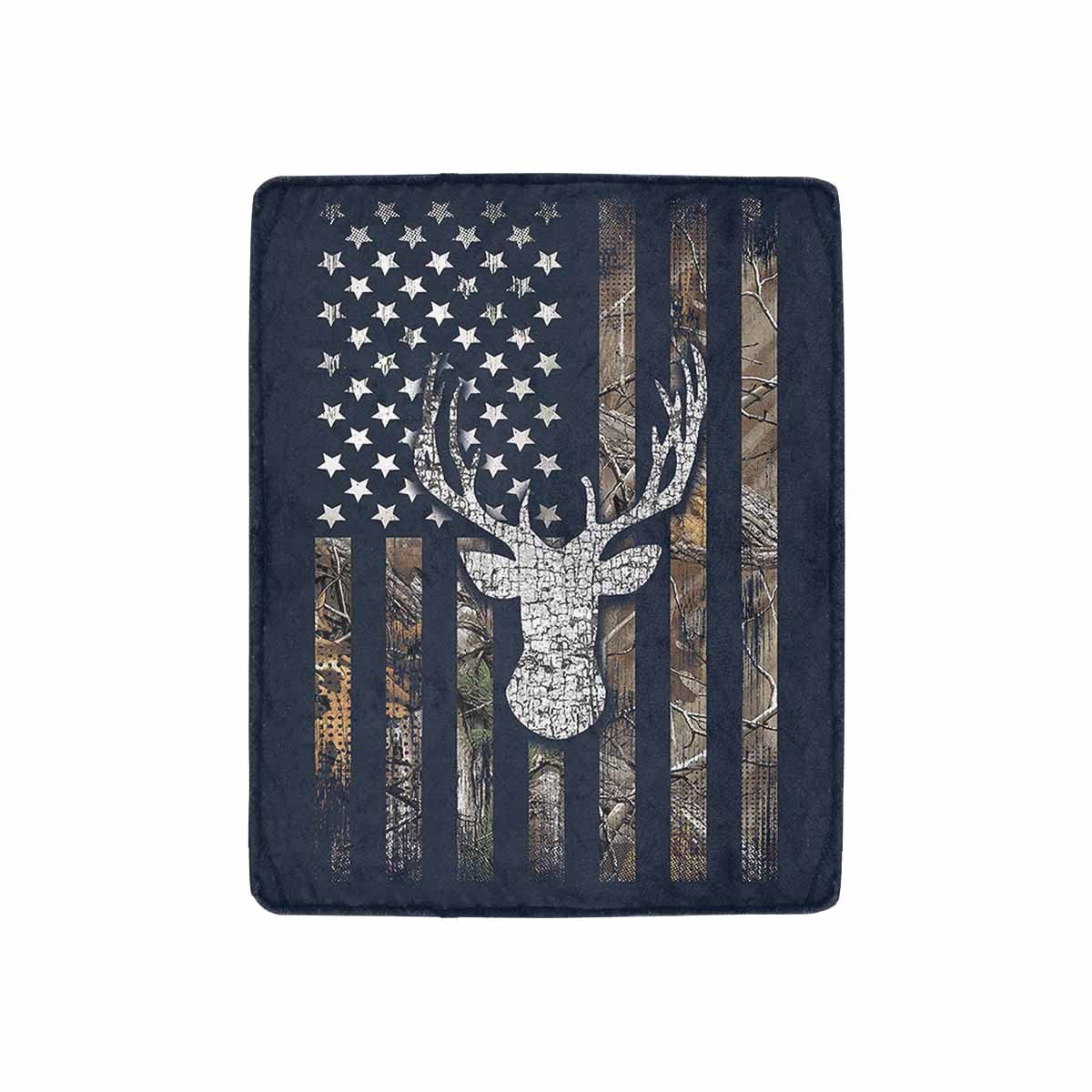 American Flag & Deer Flannel Fleece Throw Blanket - 40x30 Inch Lightweight Cozy Plush Blanket for Bedroom, Living Room, Sofa & Couch - Perfect for Camping, Picnics, and Seasonal Home Decor